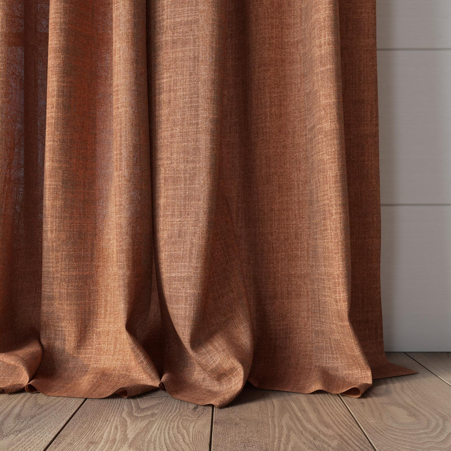 Bottom view of Motion Canyon, puddled, on curtain rod