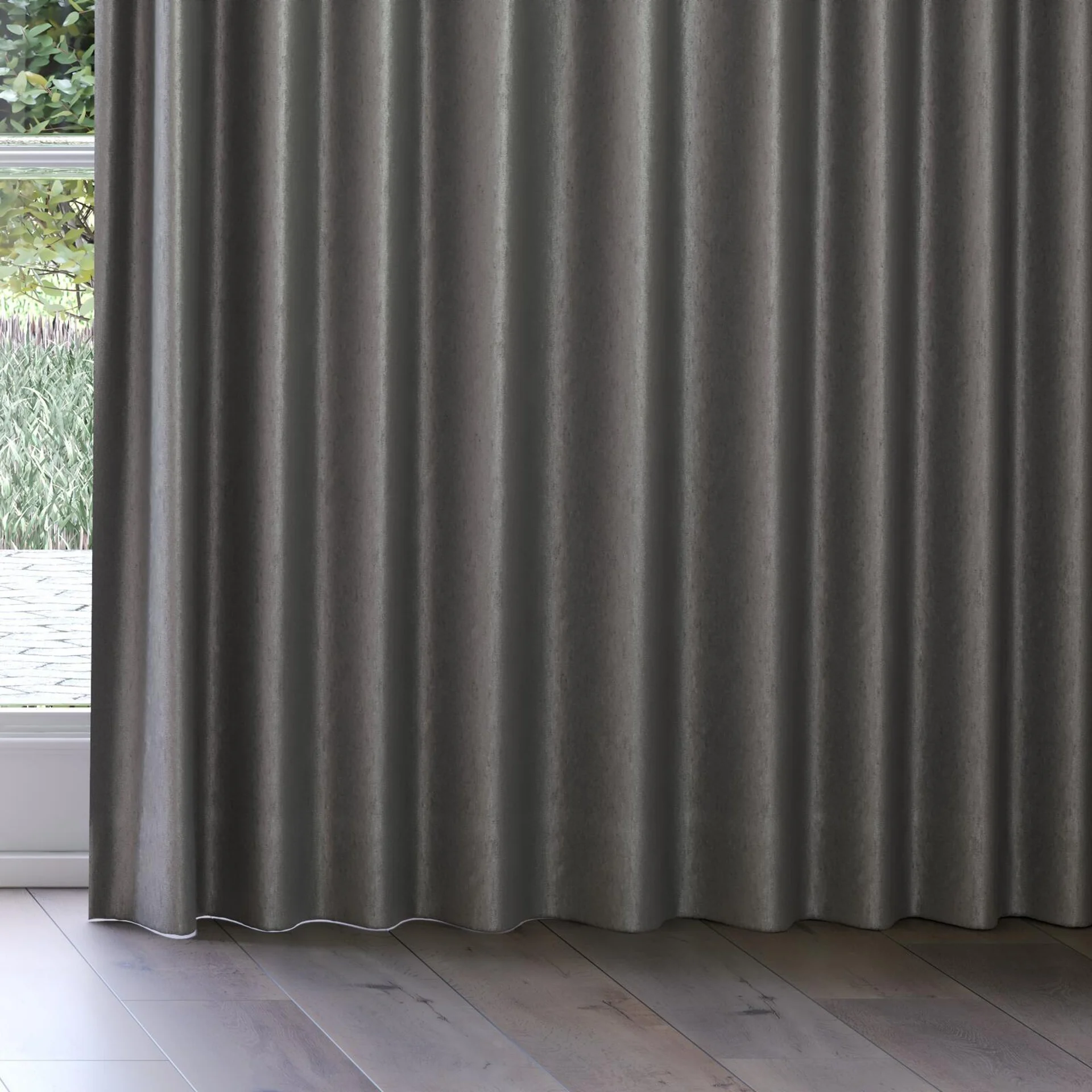 Bottom view of Recharge Charcoal, on curtain rail
