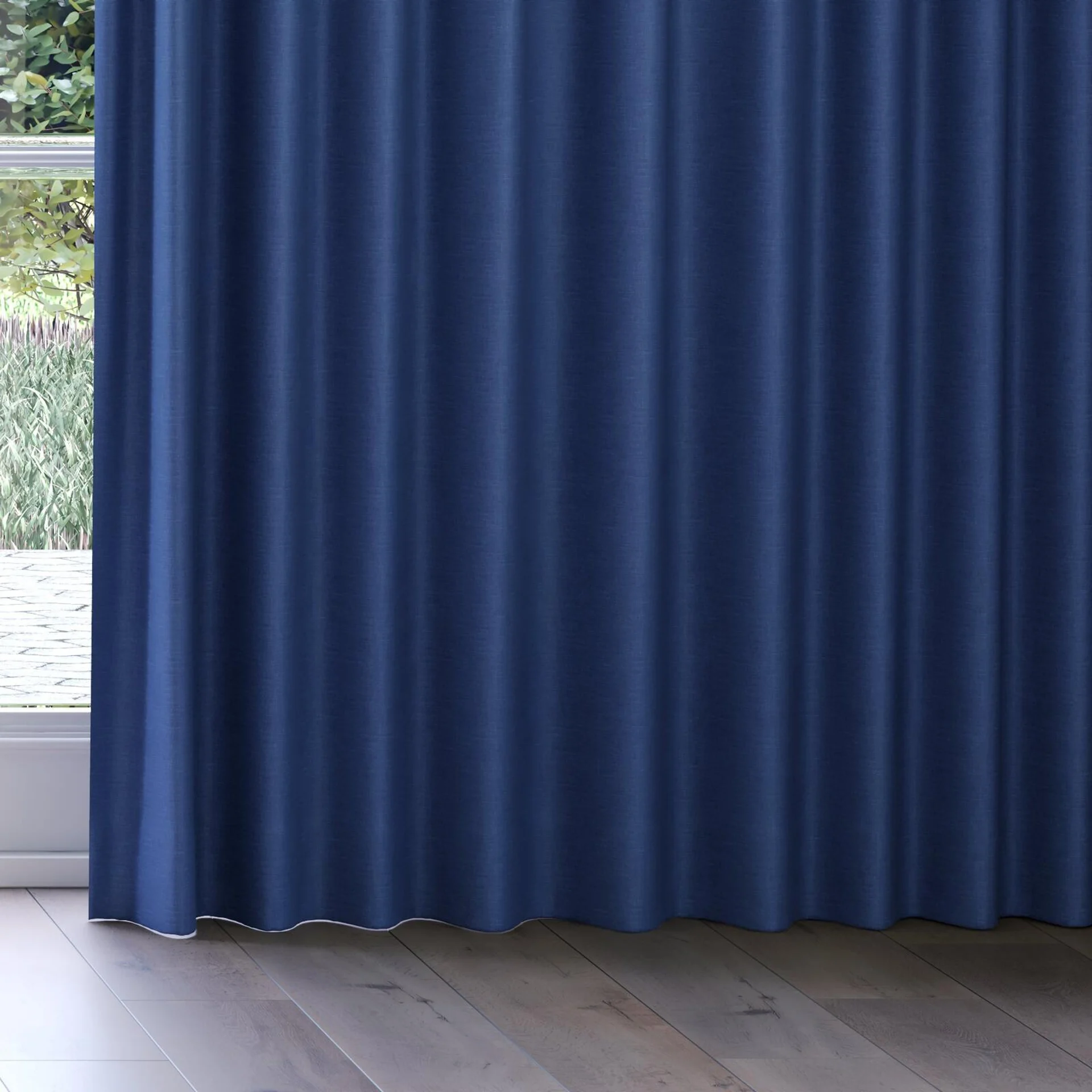 Bottom view of Urban Cobalt, on curtain rail