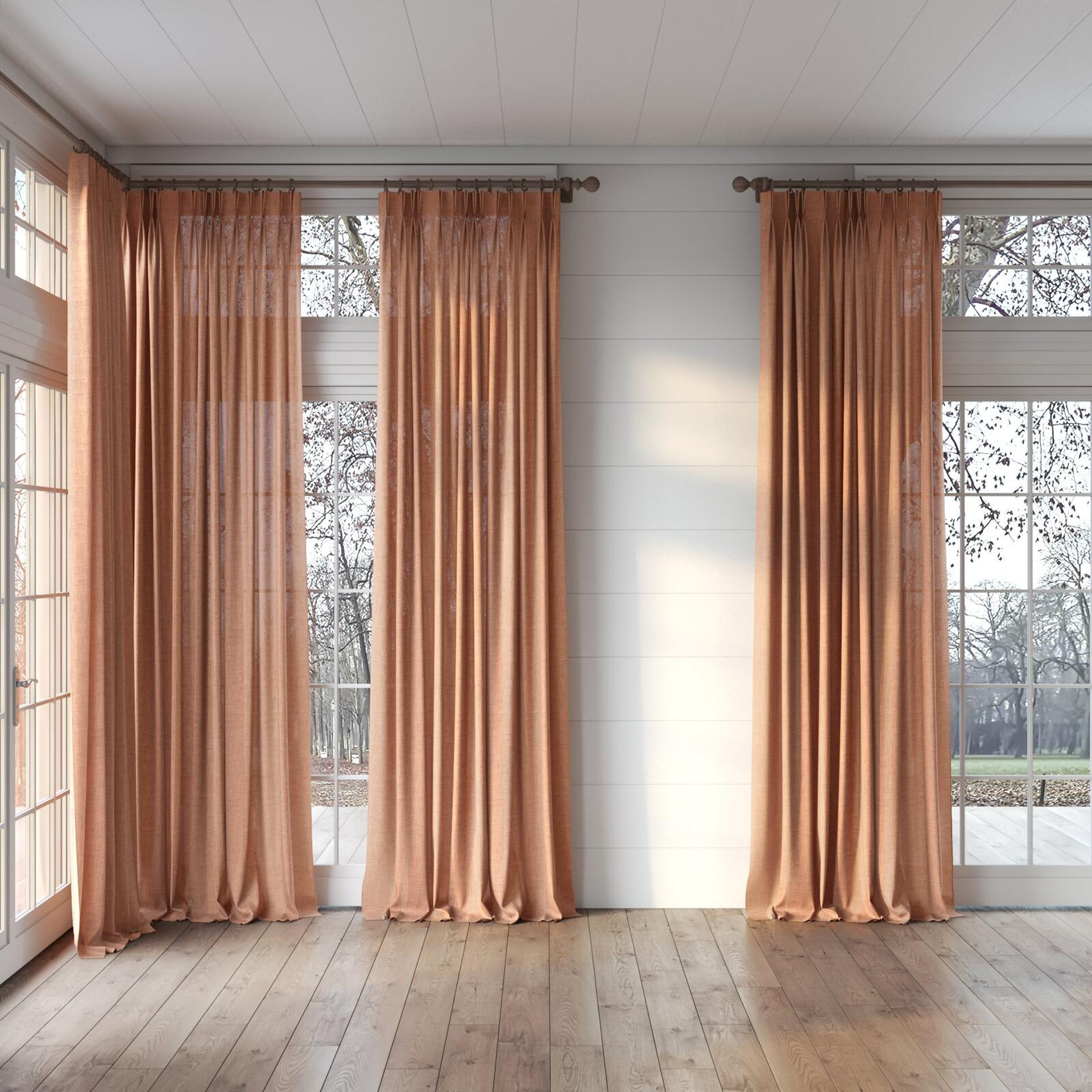 Full view of Motion Canyon, puddled, on curtain rod