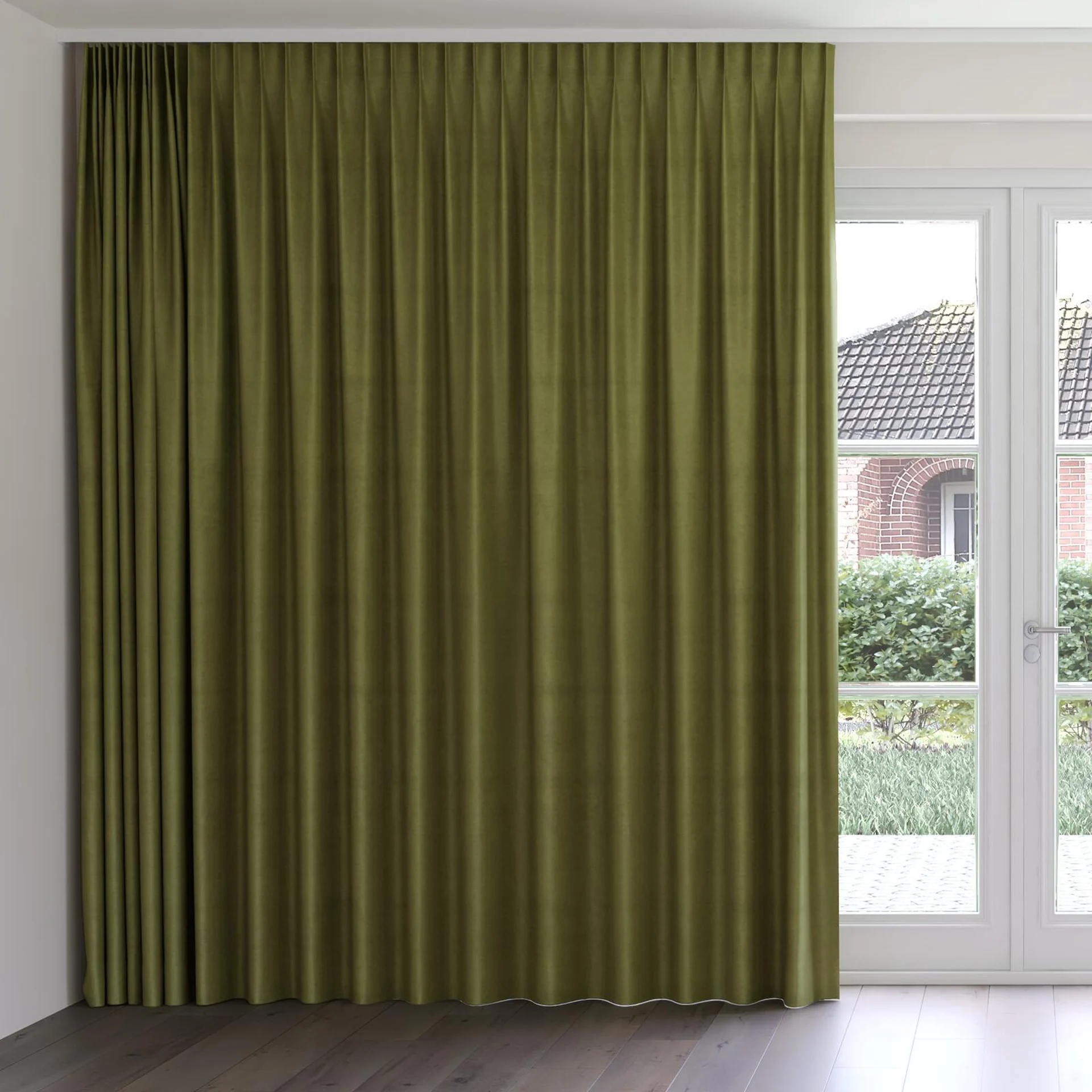 Front view of Baron Olive, on curtain rail