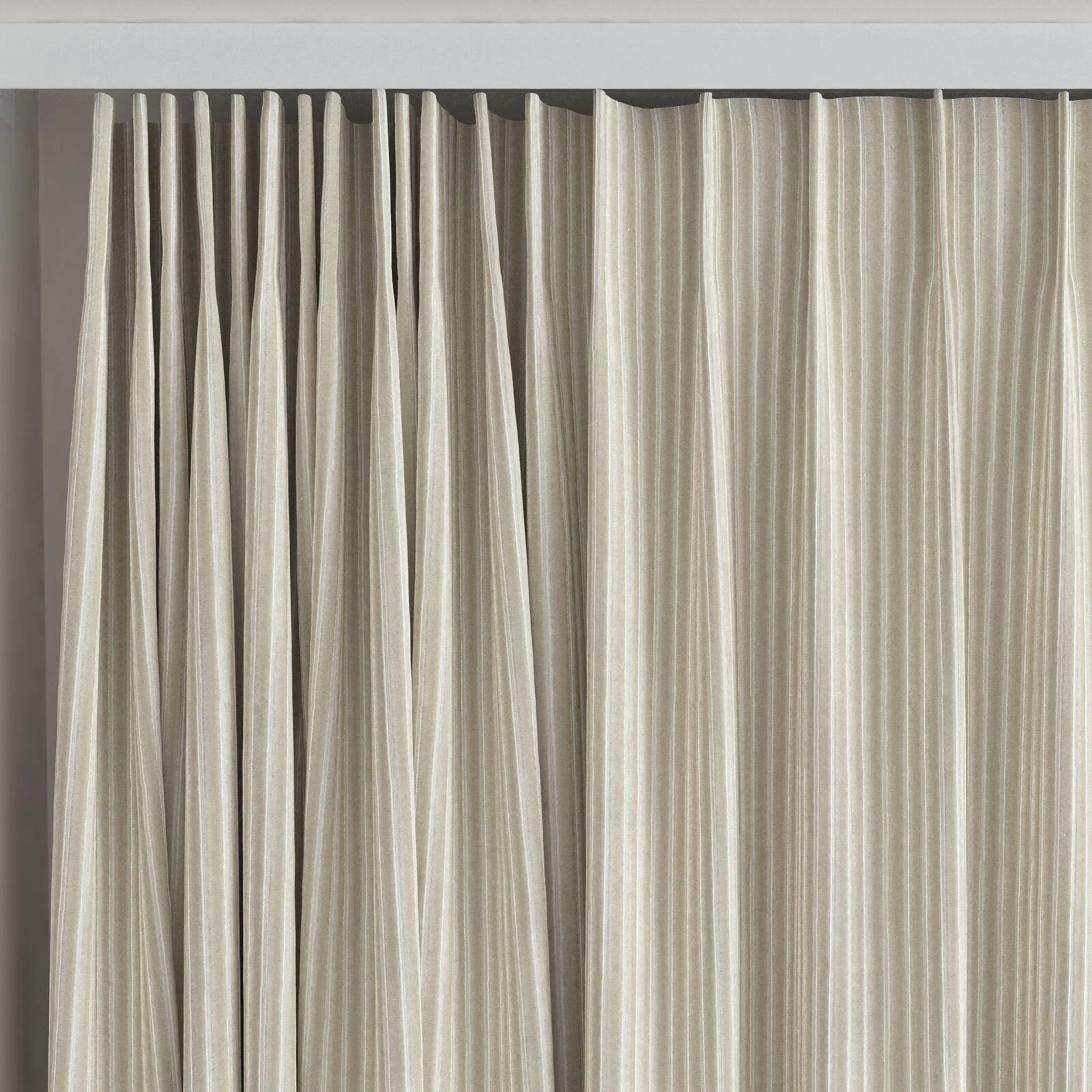 Top view of Embrace Sand, on curtain rail