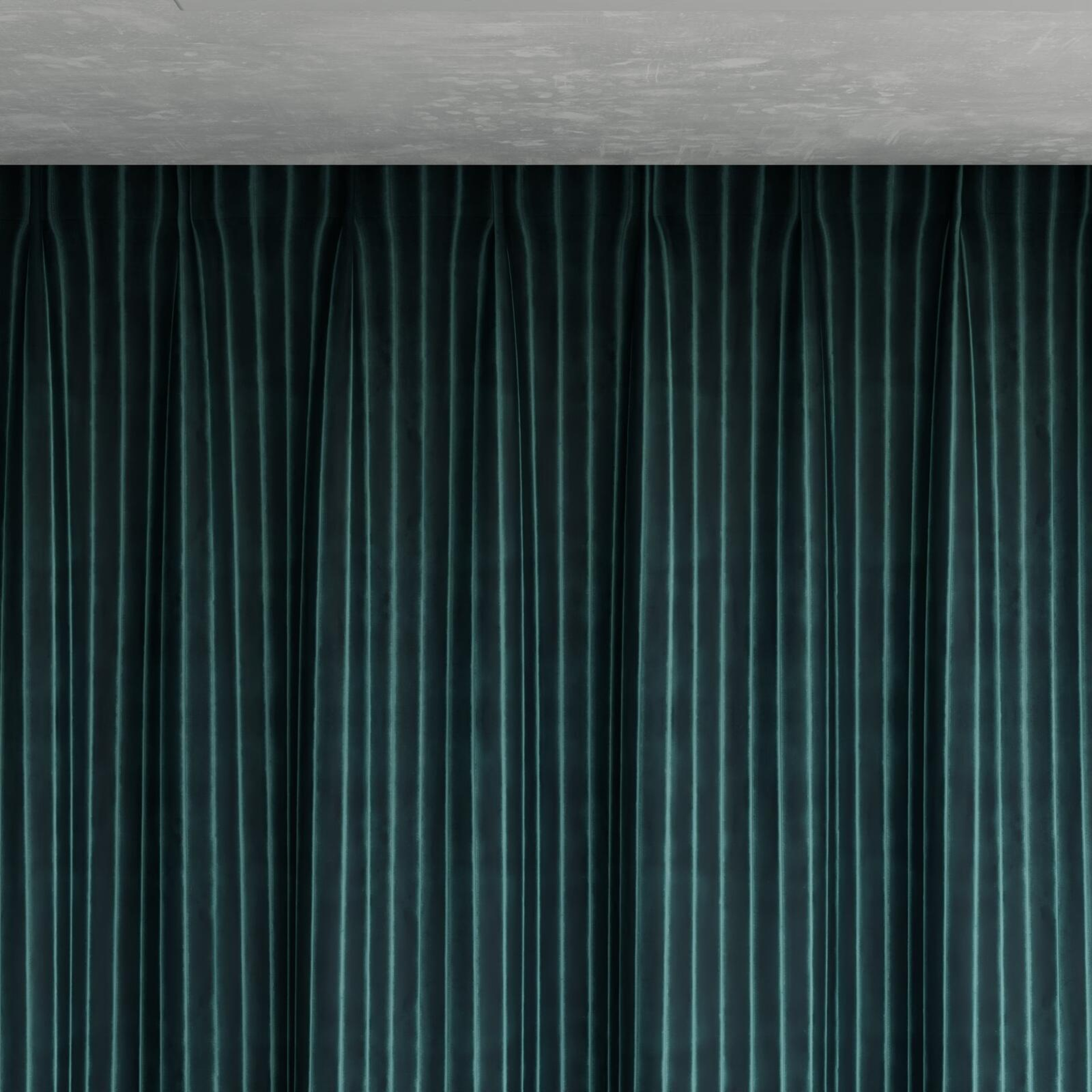 Top view of Cordial Emerald, pinch pleat
