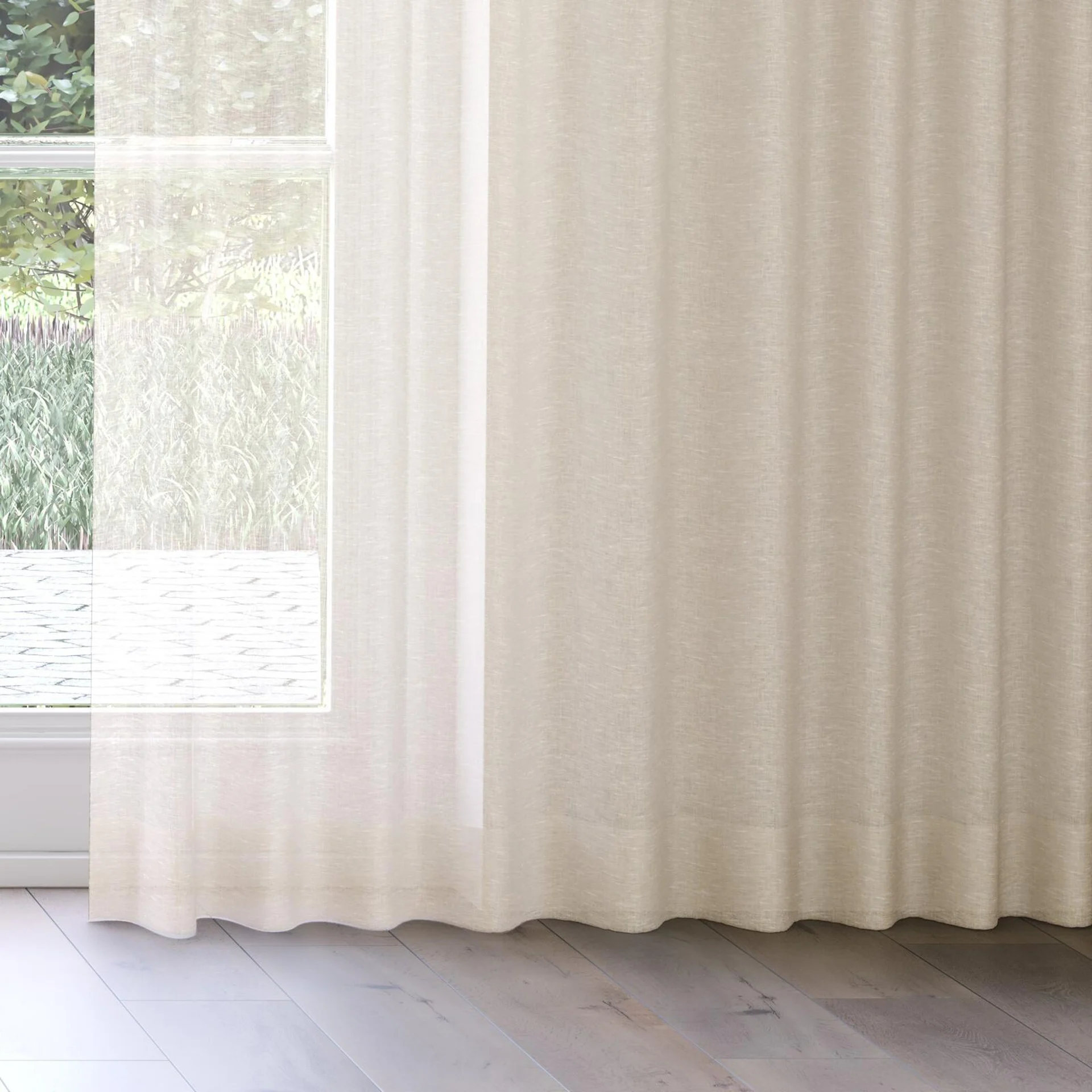 Bottom view of Lino Citrus, on curtain rail