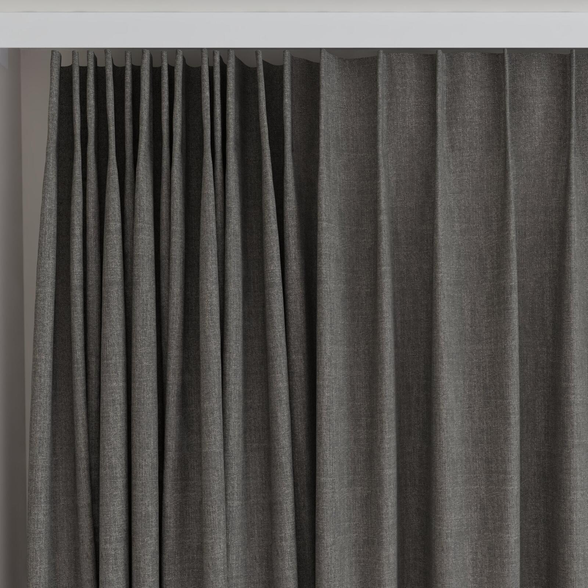 Top view of Motion Charcoal, on curtain rail