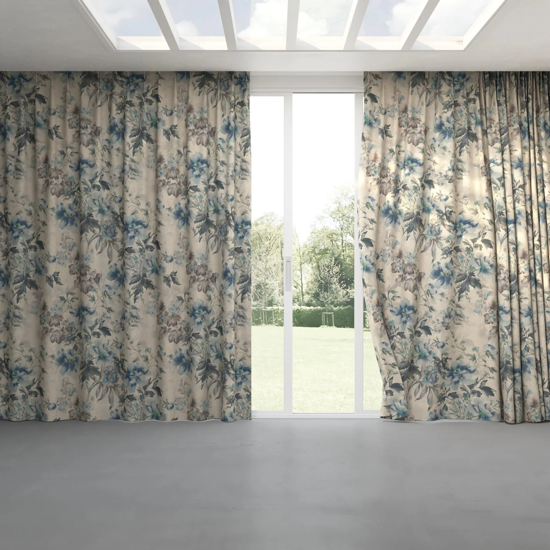 Full view of Leila Indigo, pinch pleat