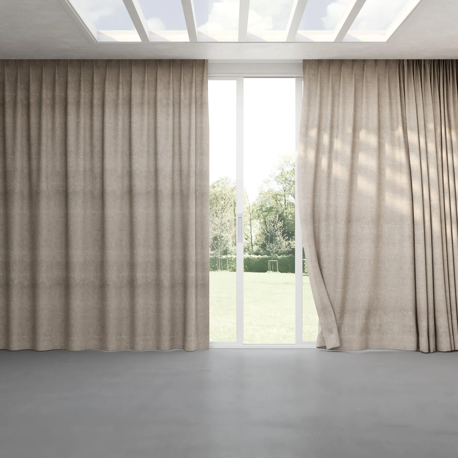 Full view of Gilda Silver, pinch pleat