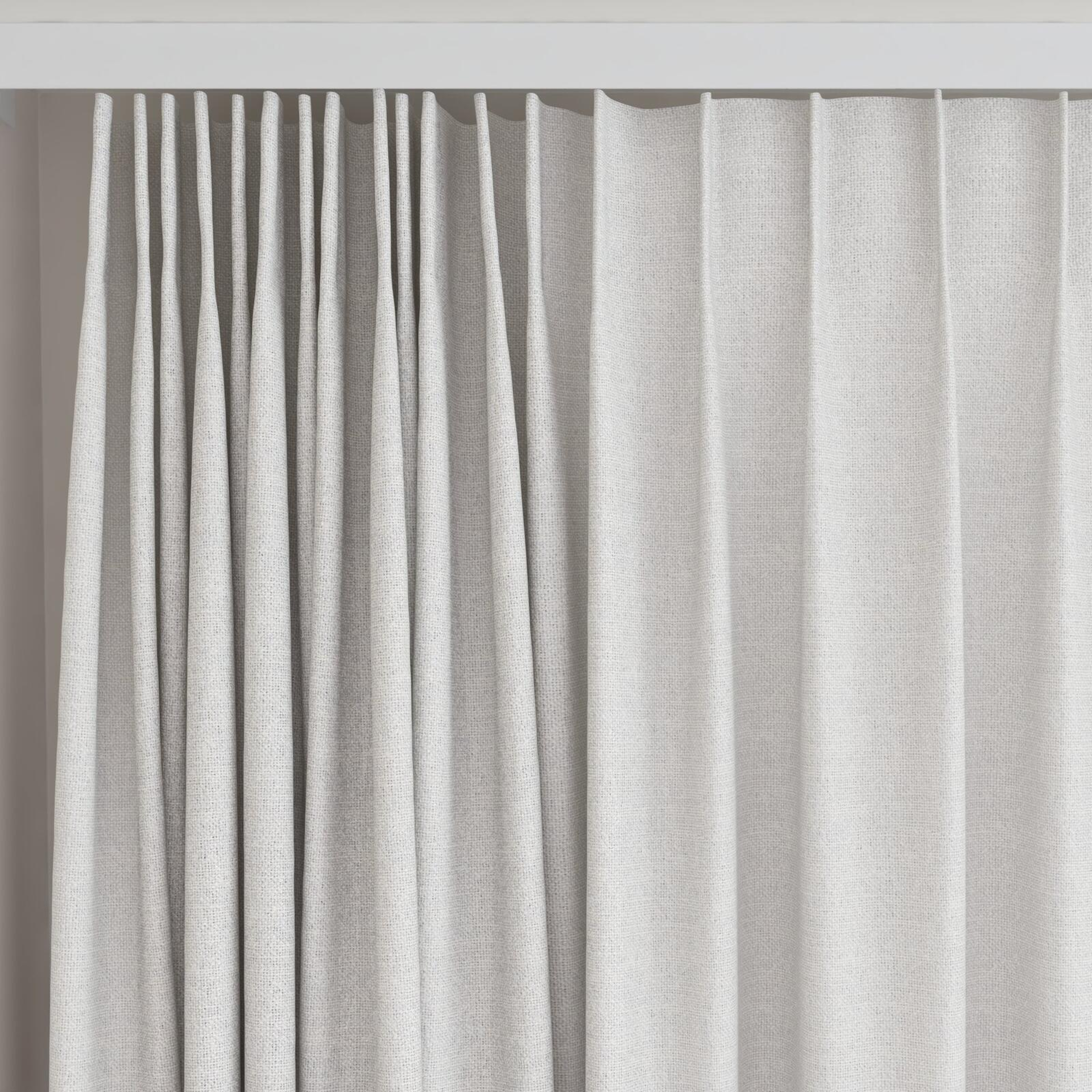Top view of Revel Feather, on curtain rail