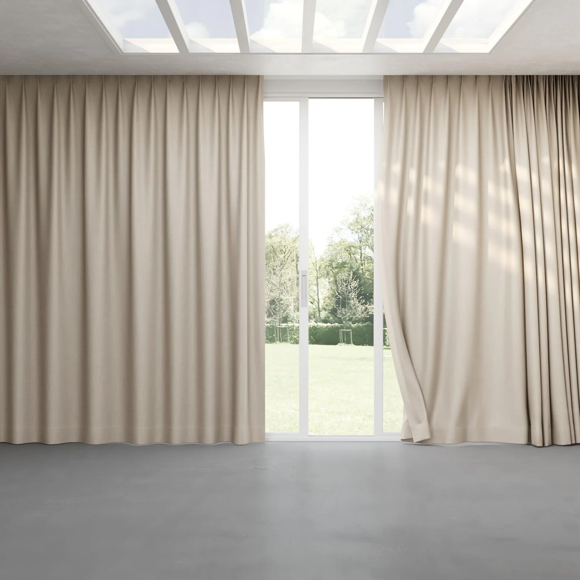 Full view of Gent Flax, pinch pleat