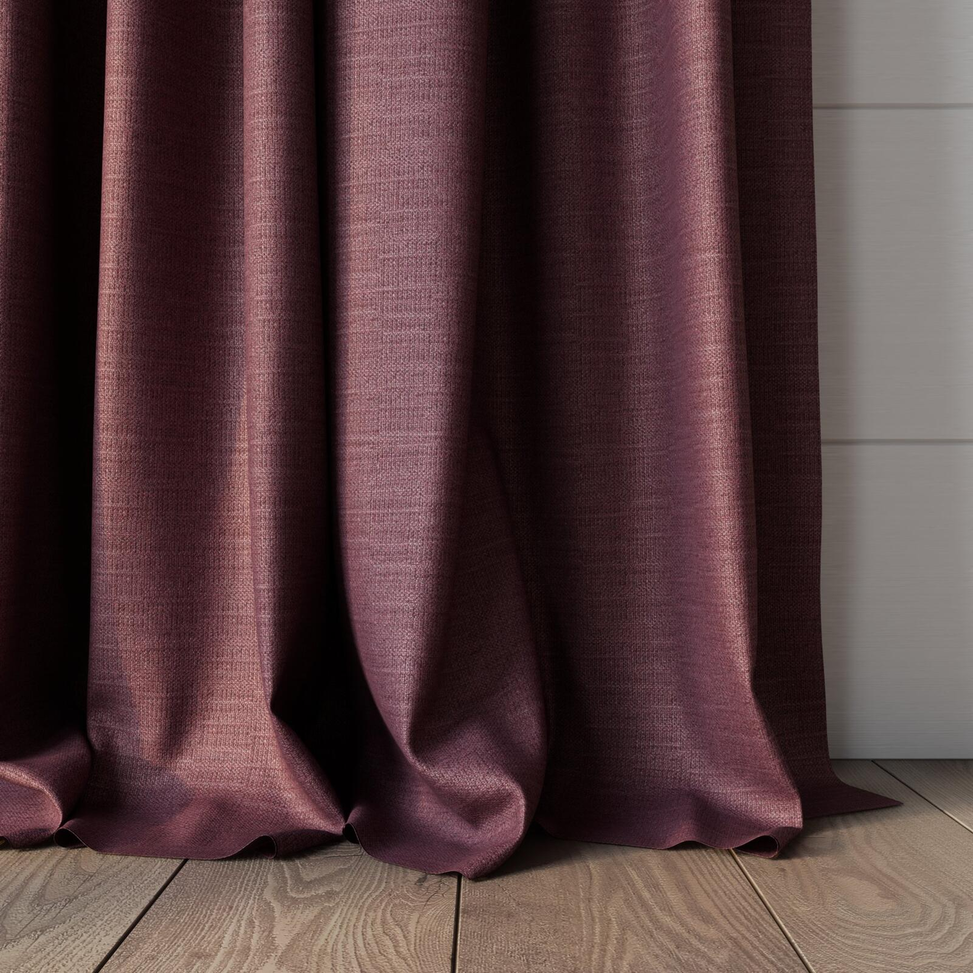 Bottom view of Linex Boudoir, puddled, on curtain rod