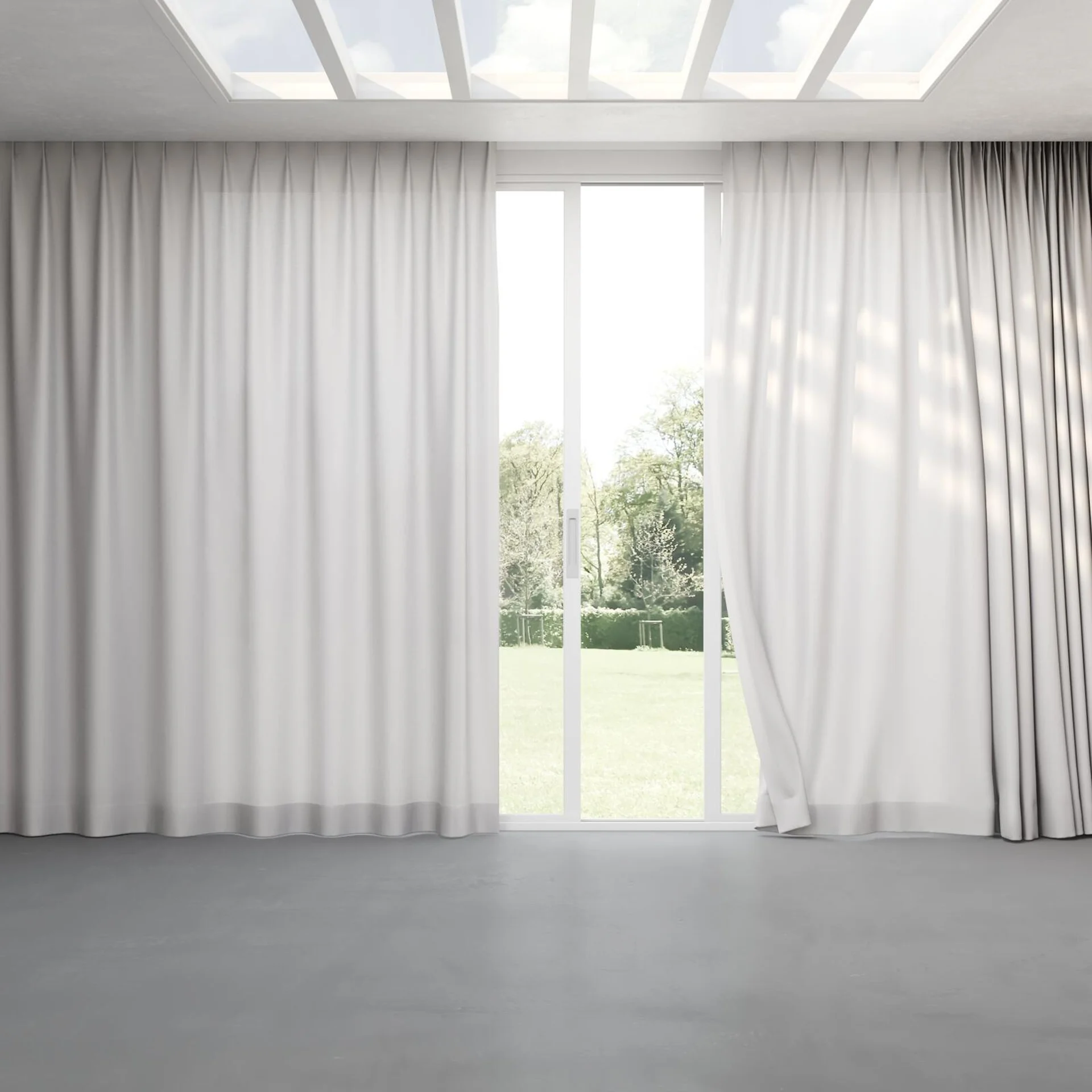 Full view of Linen Crystal, pinch pleat