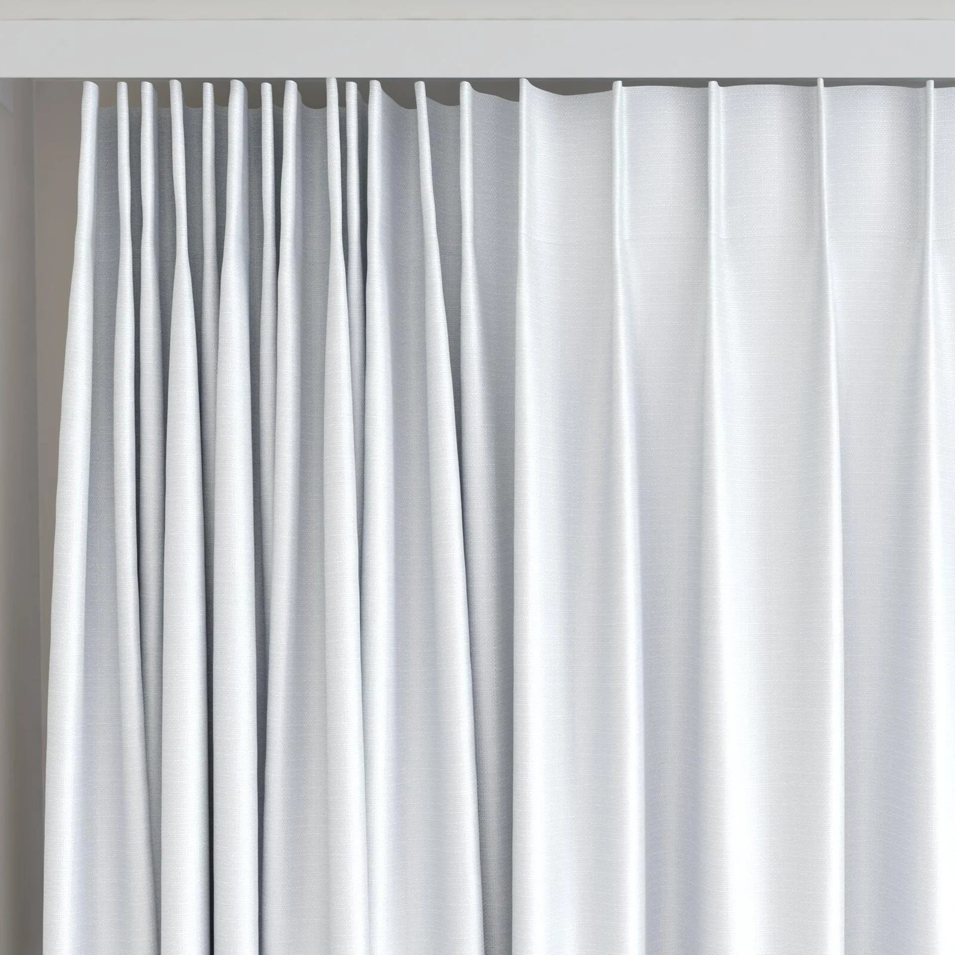 Top view of Stallion 2 Blackout White, on curtain rail
