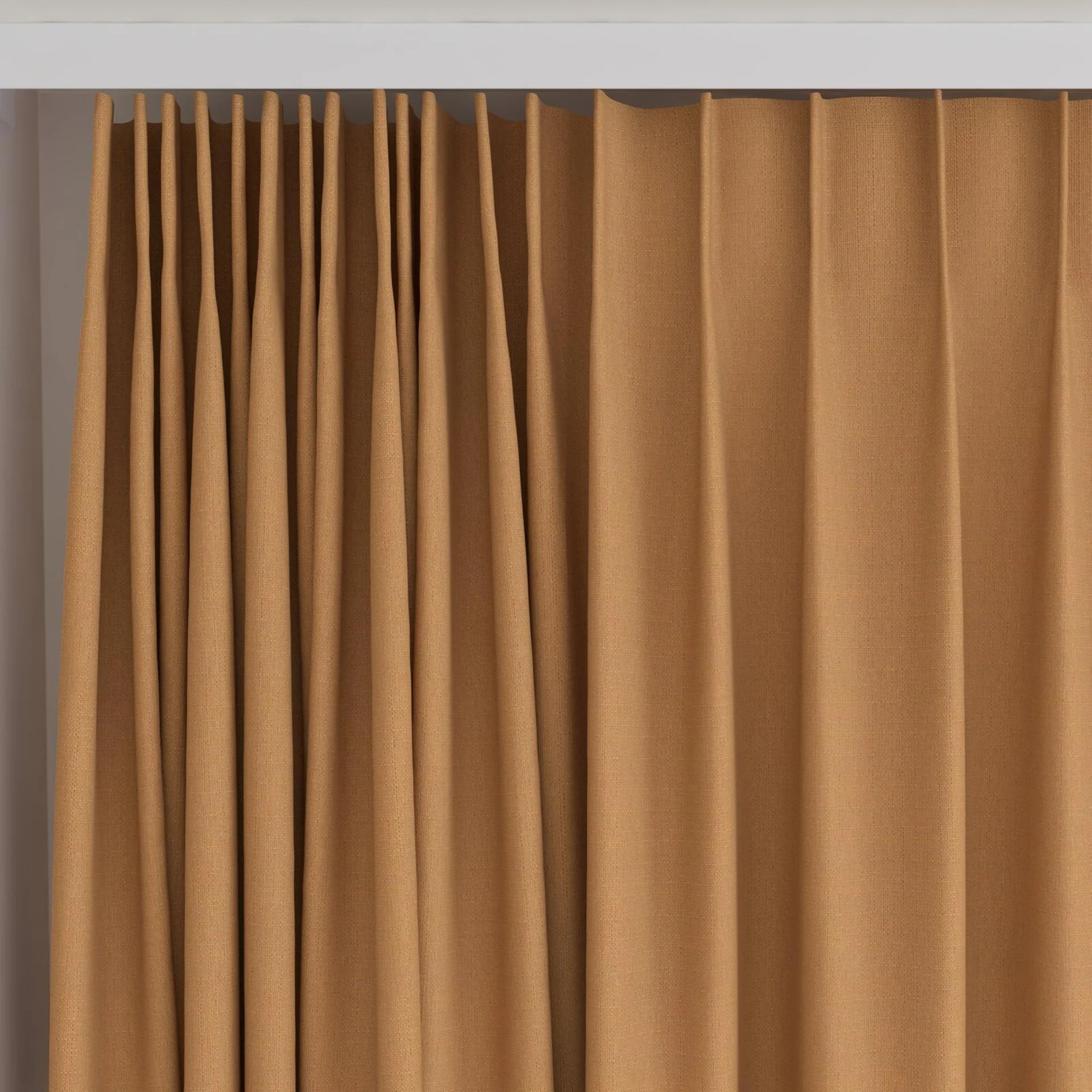 Top view of Darkness Mandarine, on curtain rail