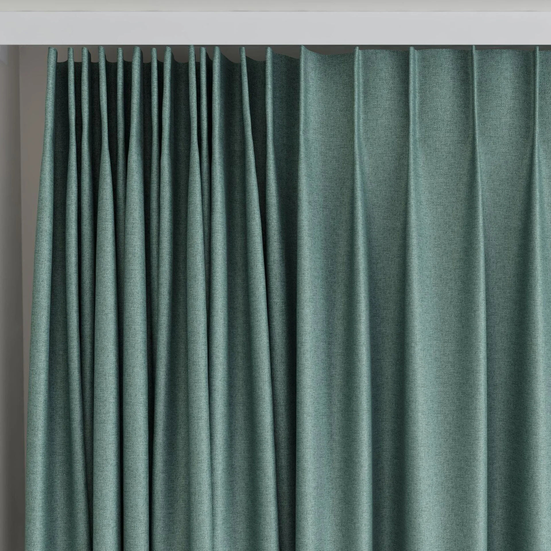 Top view of Grove Jade, on curtain rail