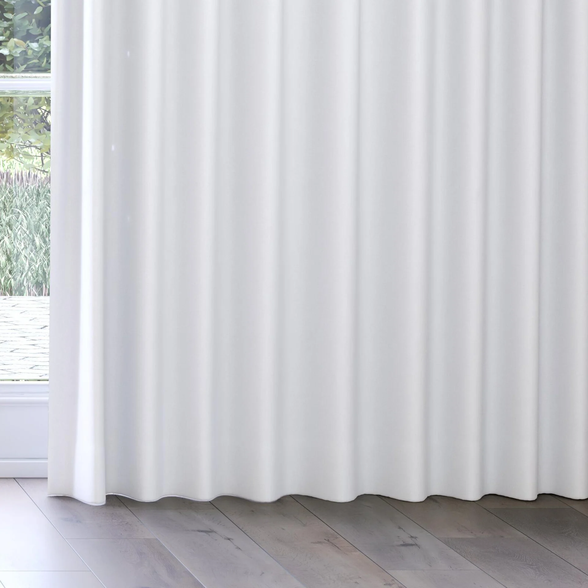 Bottom view of Oakley FR Whitewash, on curtain rail