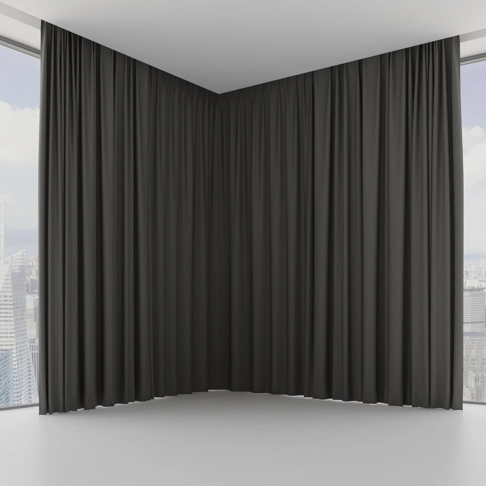 Front view of Tuxedo Charcoal, on hidden rail