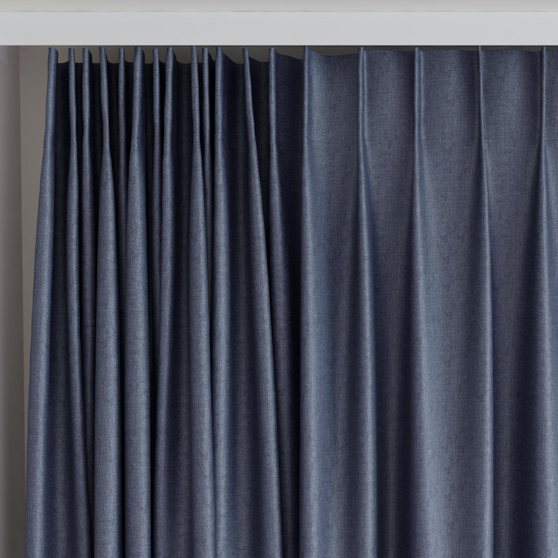 Top view of Matrix Navy, on curtain rail