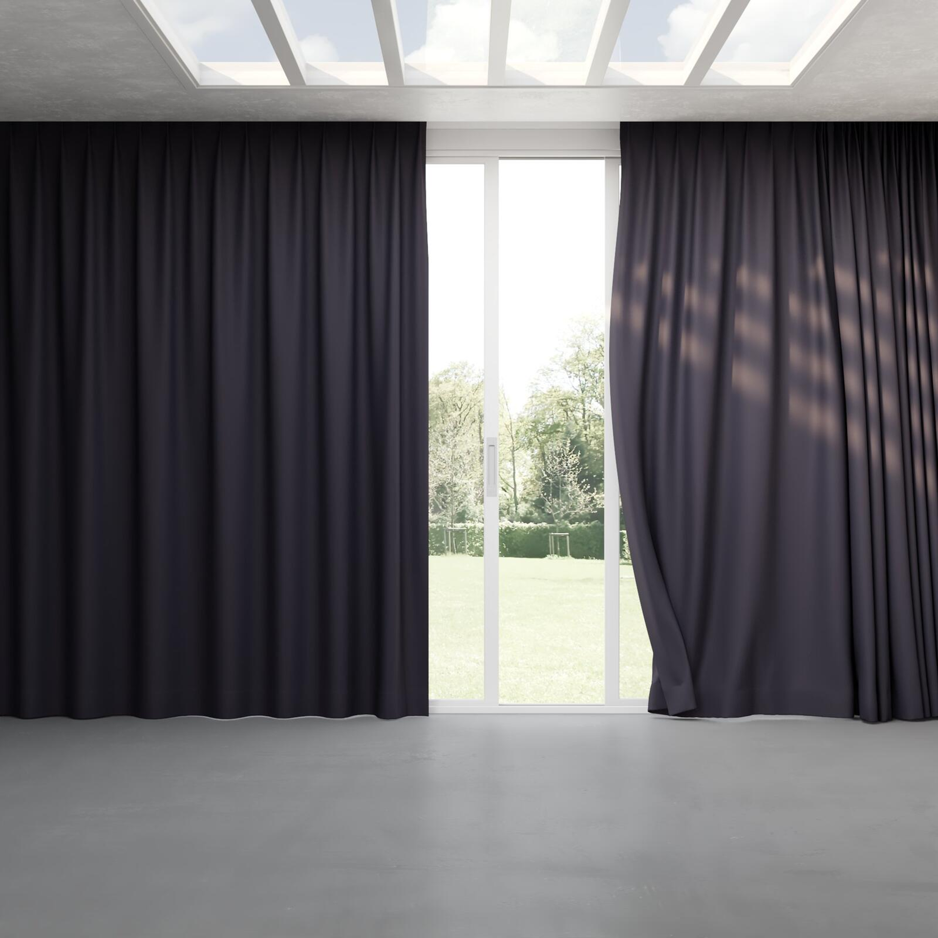 Full view of Vesta Ebony, pinch pleat