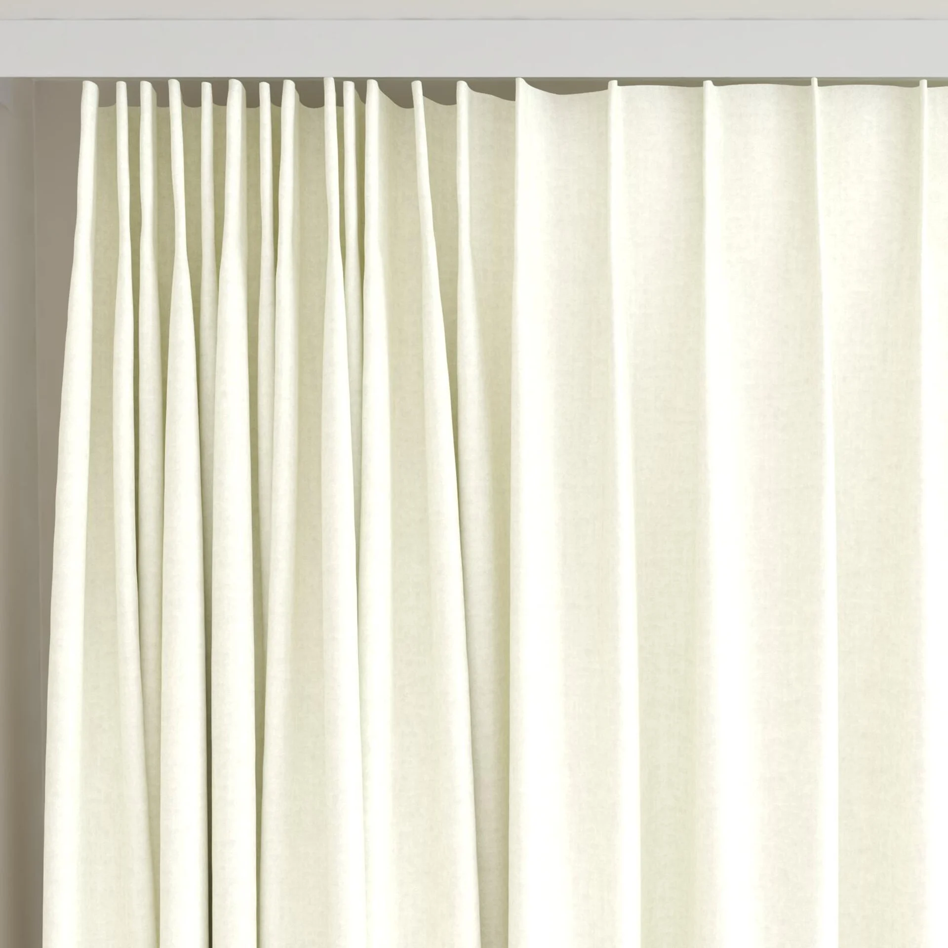 Top view of Cushy Pearl, on curtain rail