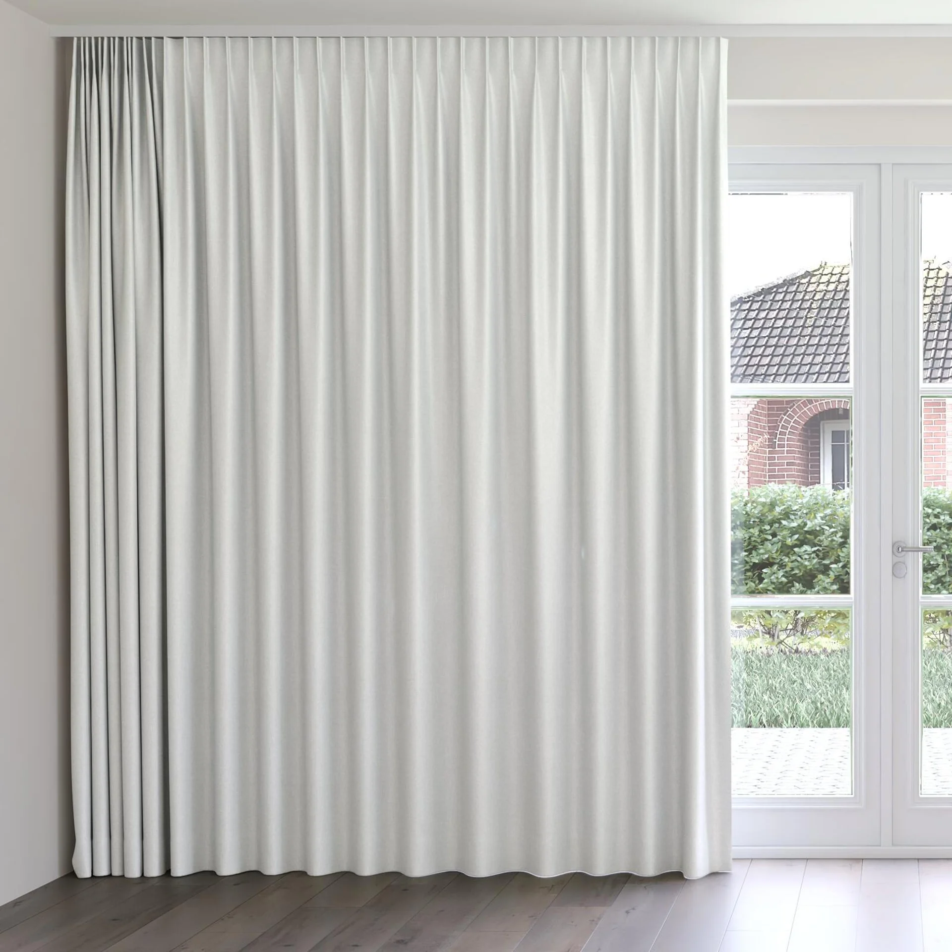 Front view of Jupiter Pearl, on curtain rail