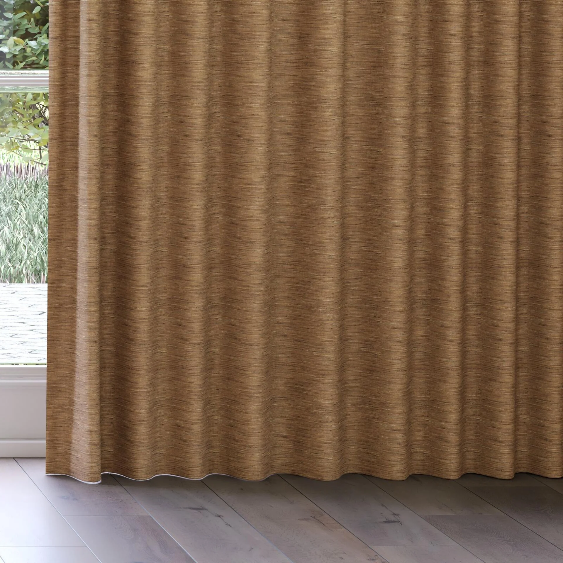 Bottom view of Venus Almond, on curtain rail