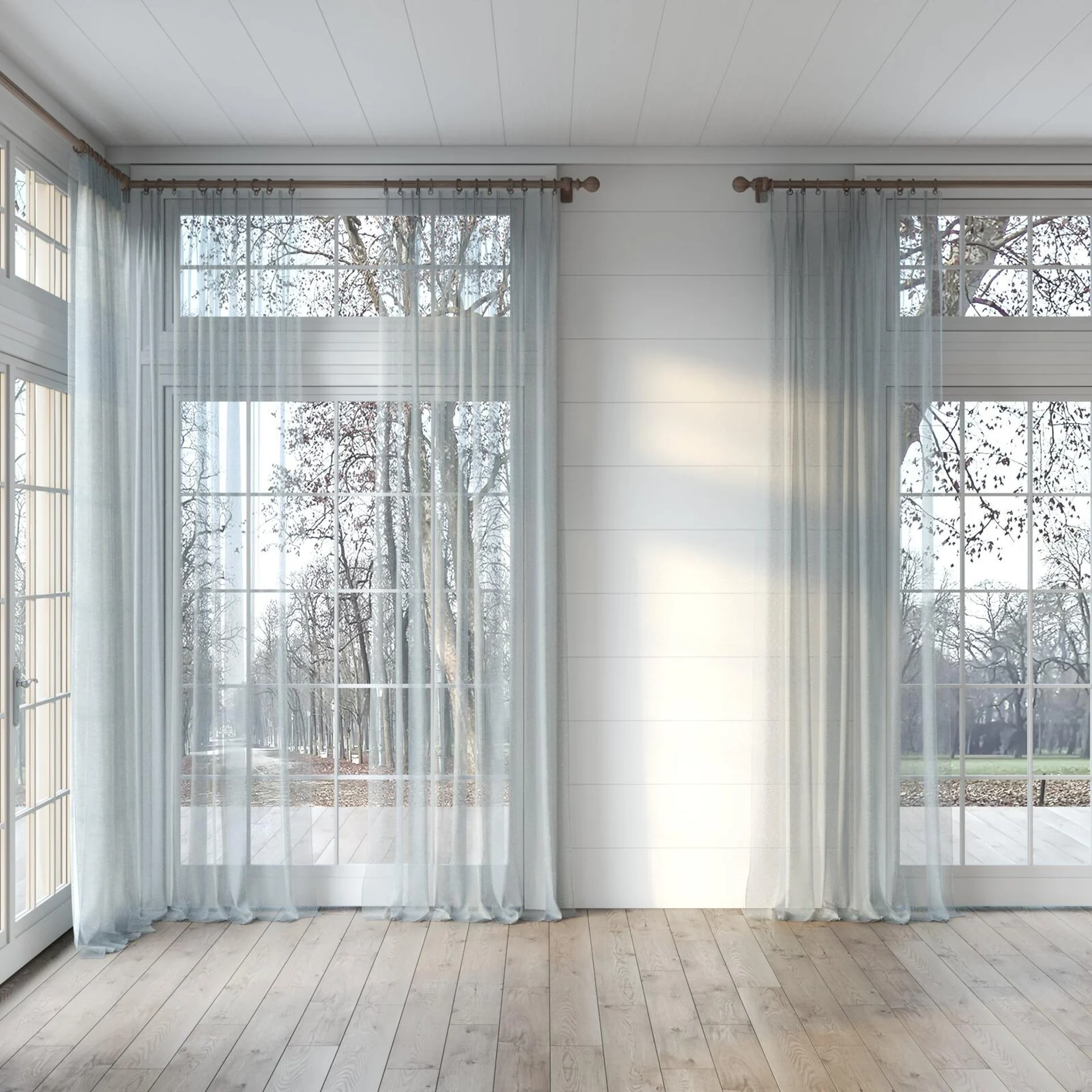 Full view of Rhyme Slate, puddled, on curtain rod