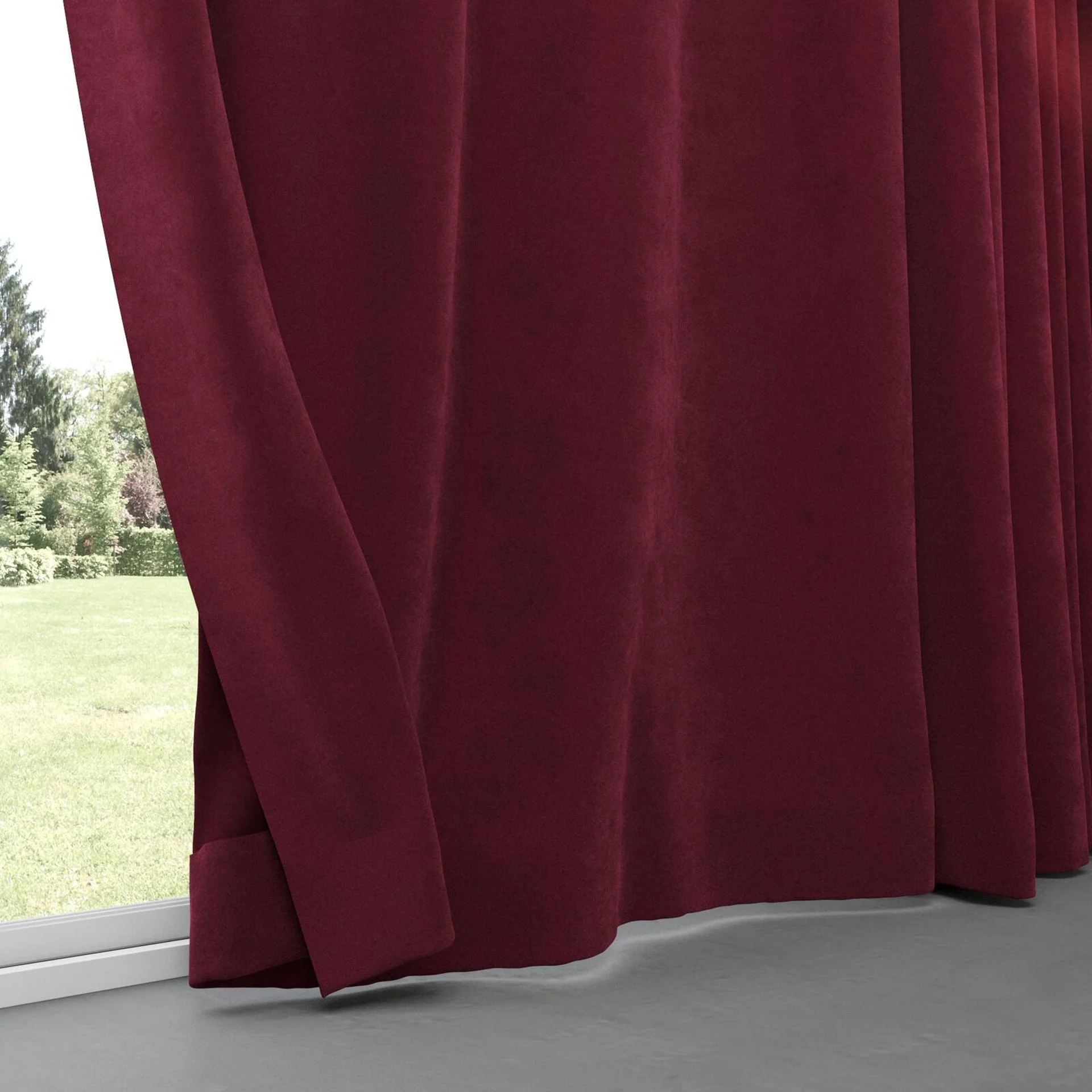 Bottom view of Lux Velvet Port 8614, pinch pleat