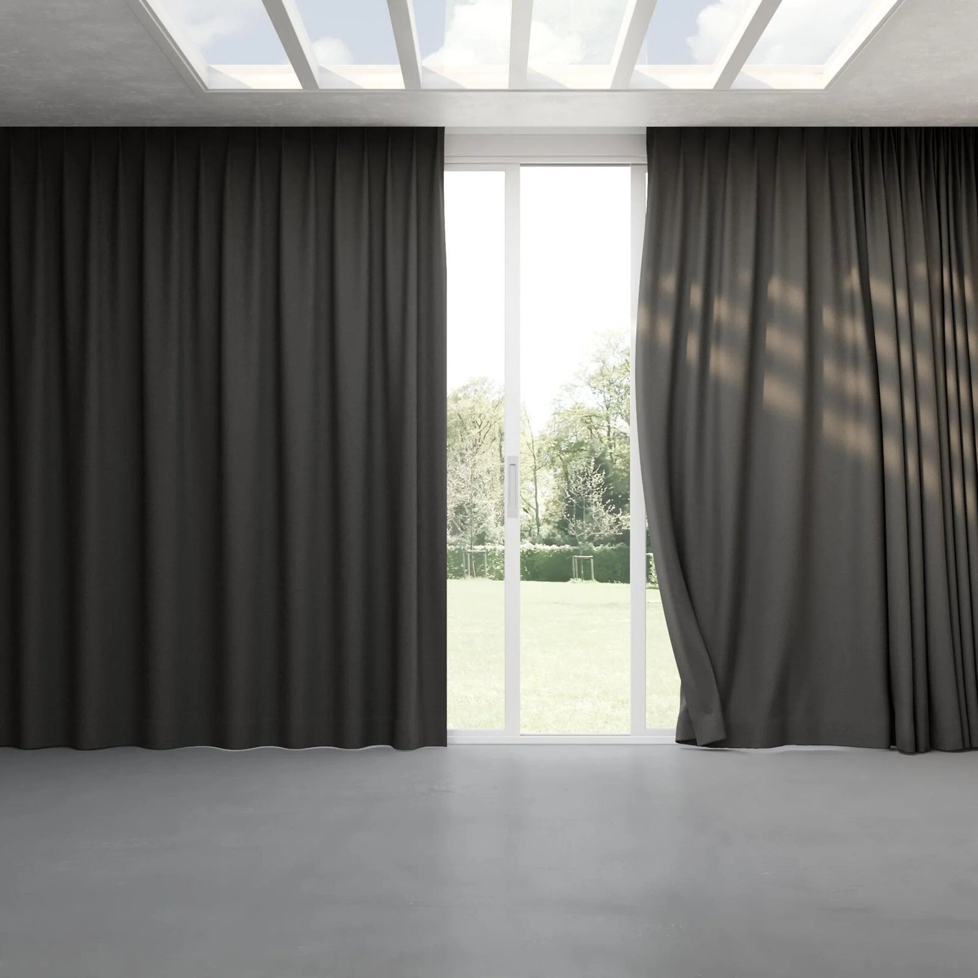 Full view of Quantum FR Onyx, pinch pleat