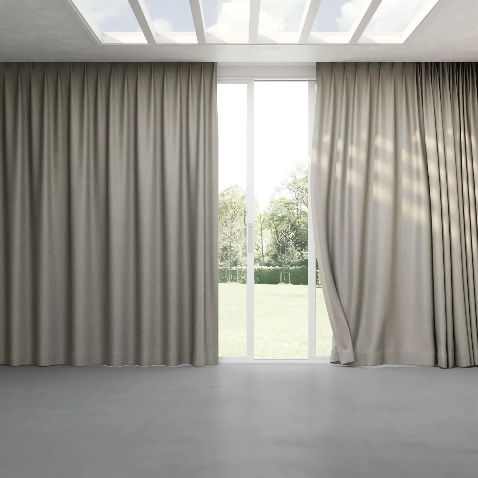 Full view of Glamour Liquorice, pinch pleat
