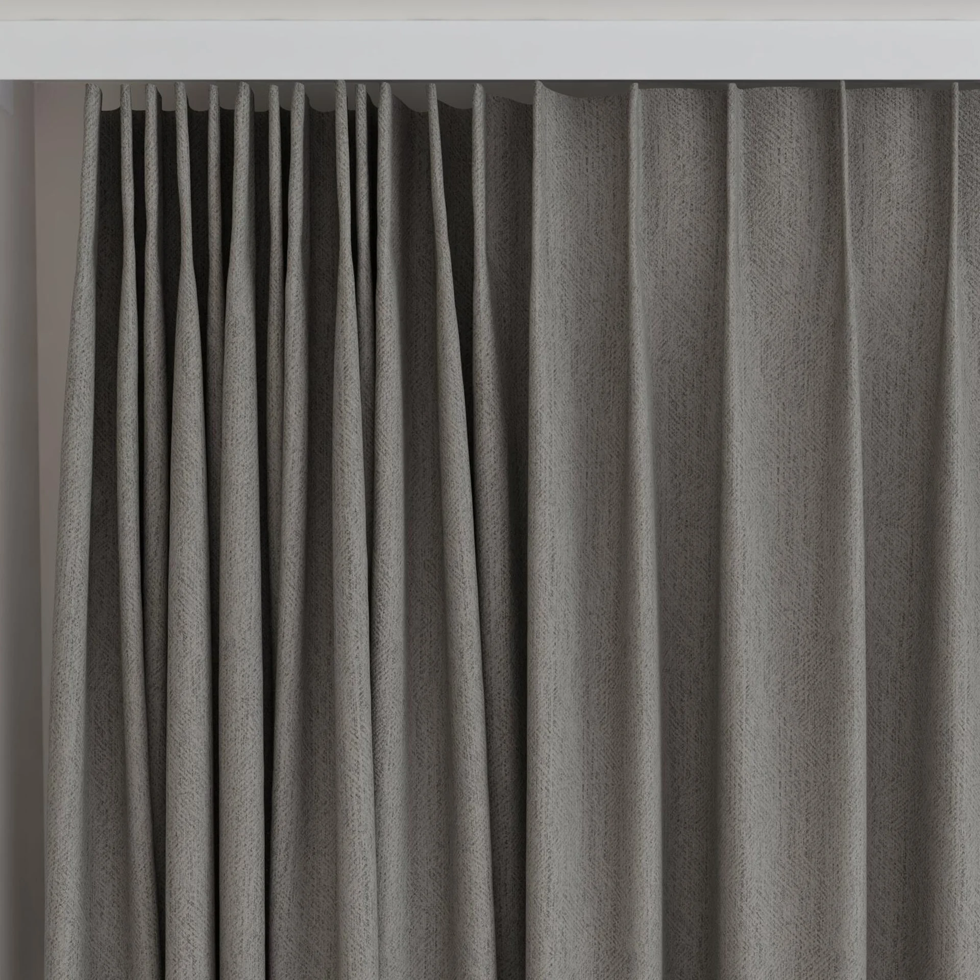 Top view of Equator Charcoal, on curtain rail