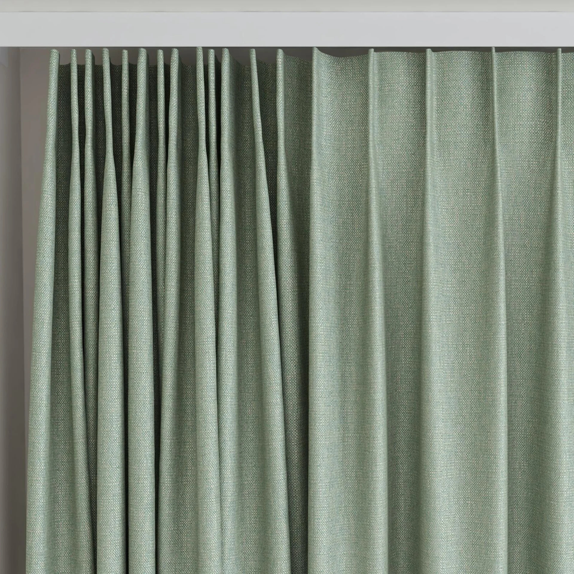 Top view of Gent Celadon, on curtain rail