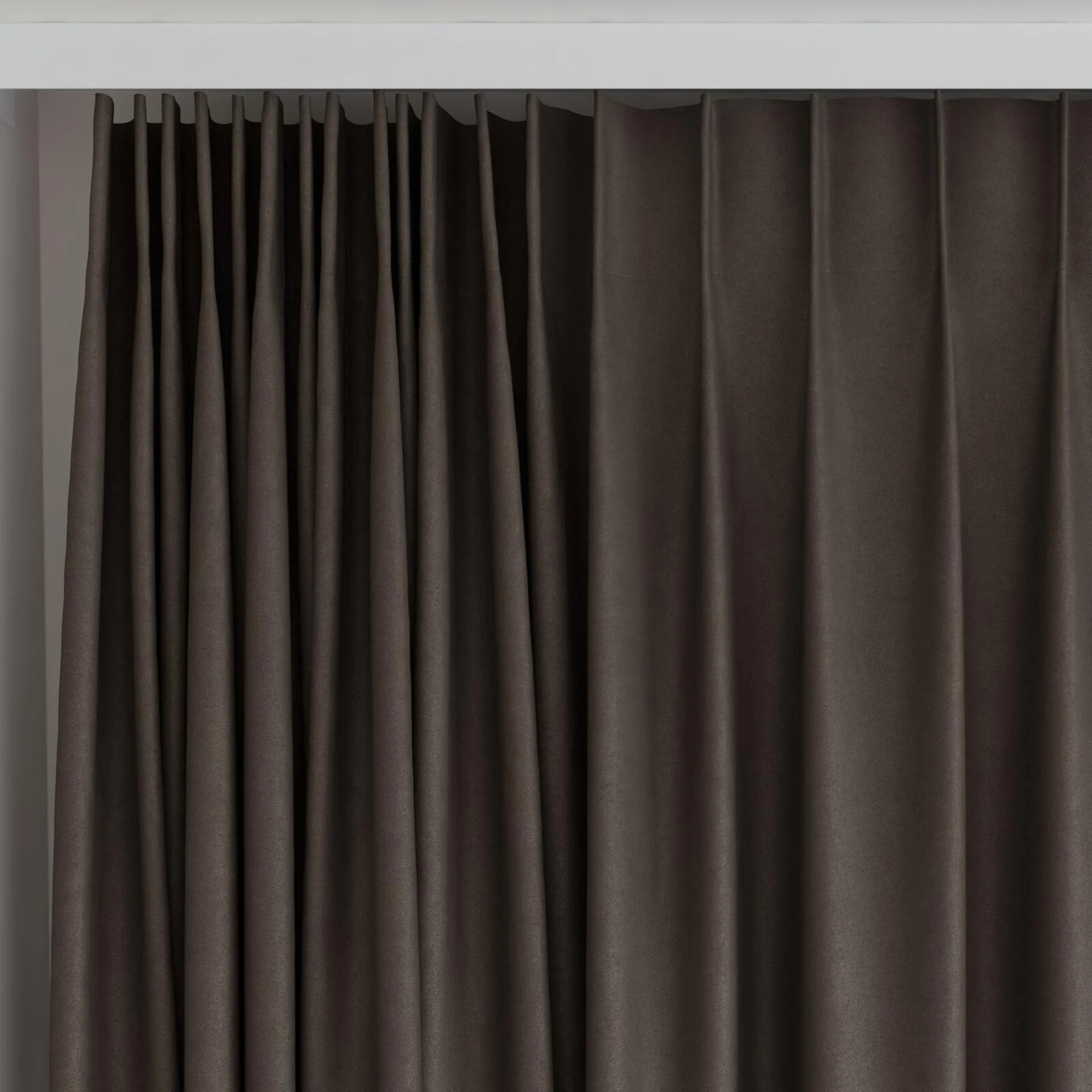 Top view of Peak Walnut, on curtain rail