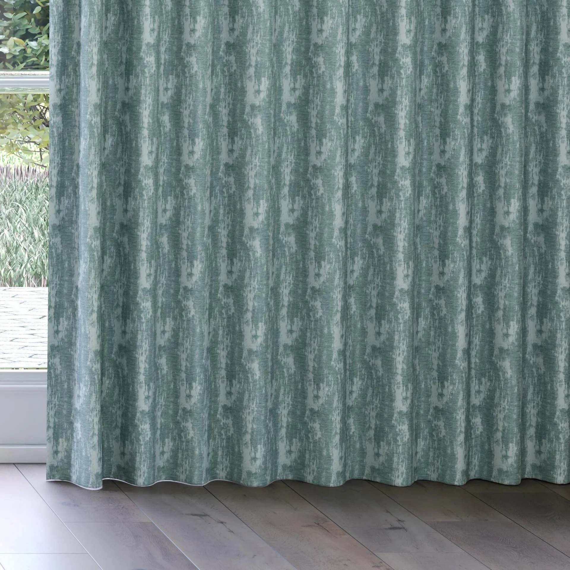 Bottom view of Innovation Duckegg, on curtain rail