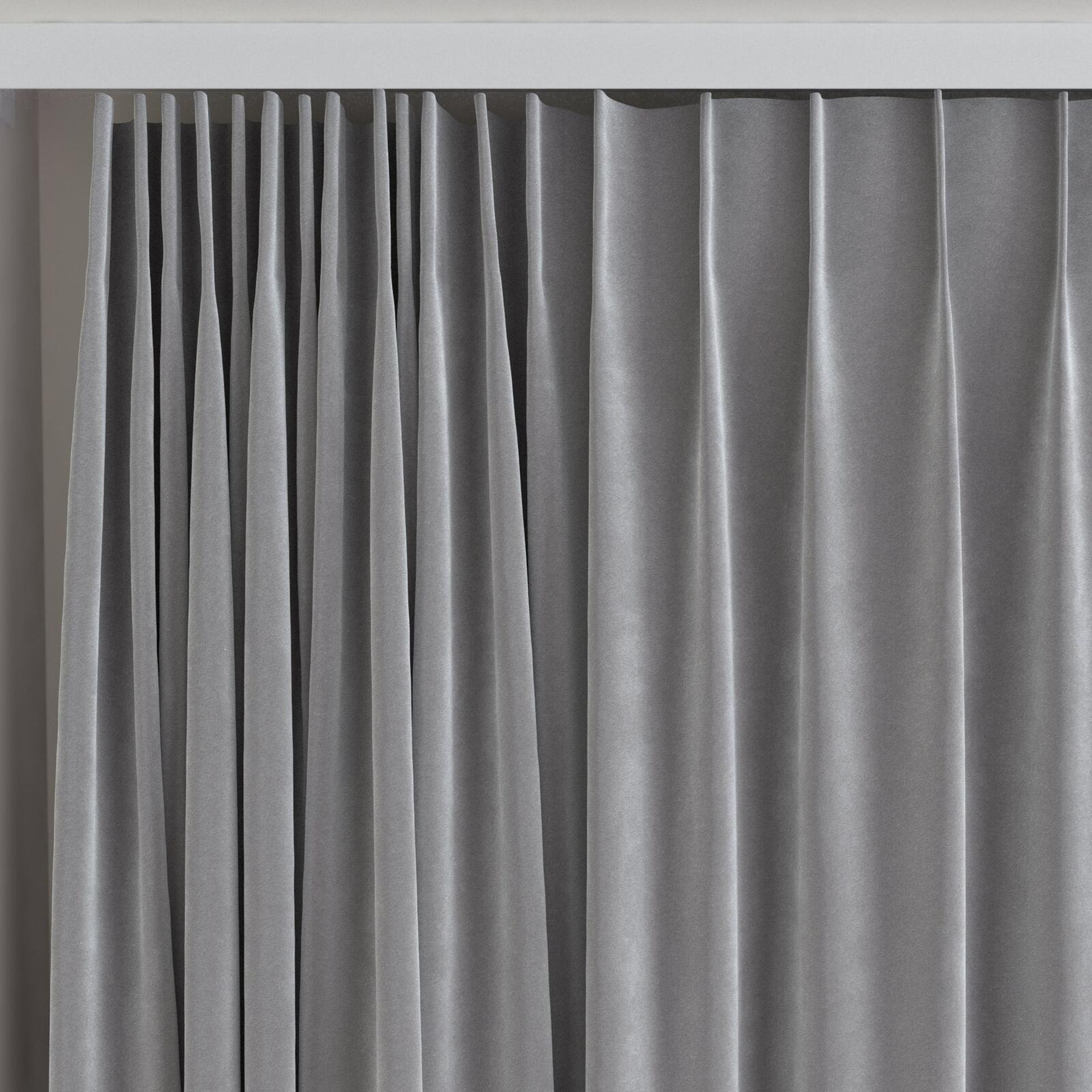 Top view of Vienna Sterling, on curtain rail