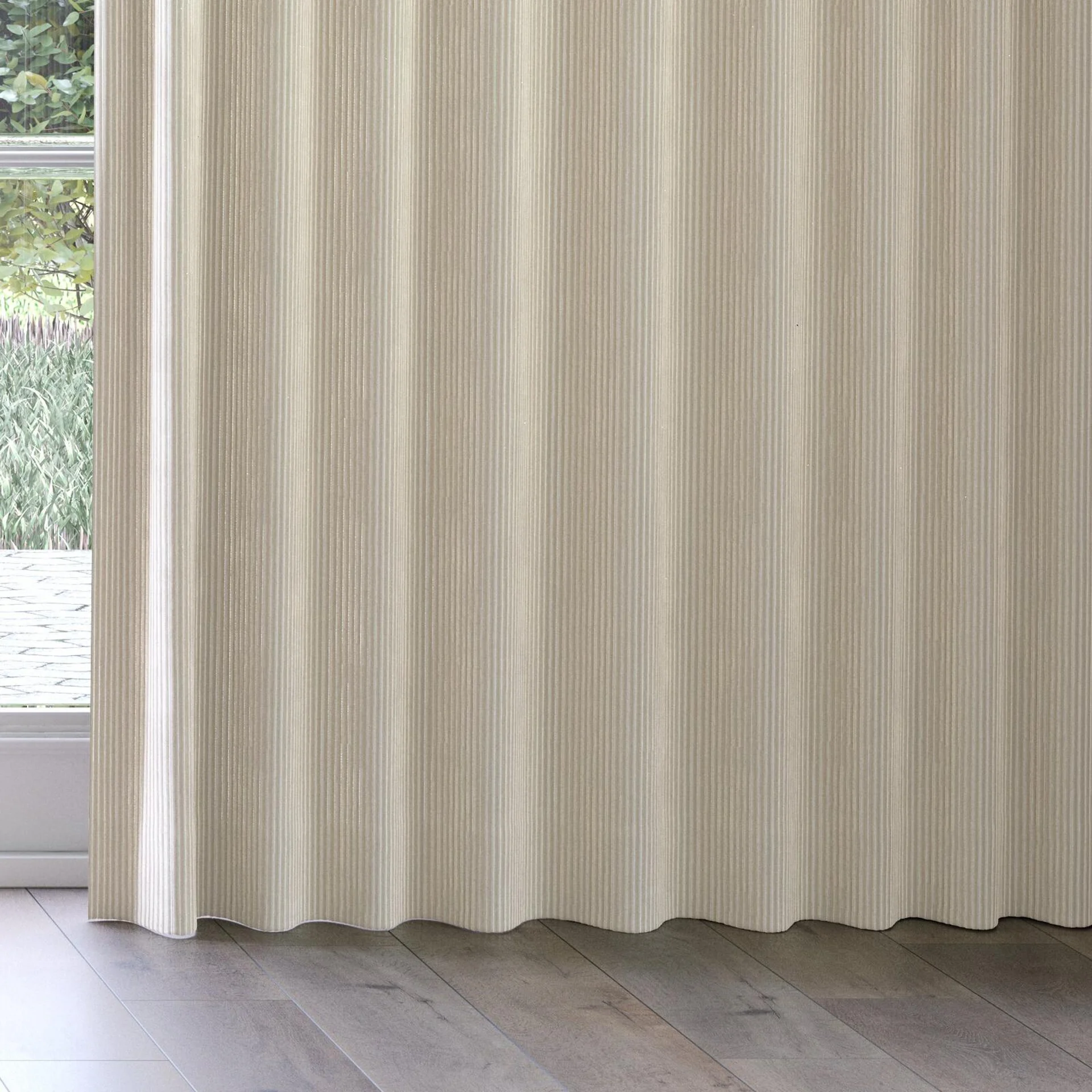 Bottom view of Embrace Sand, on curtain rail