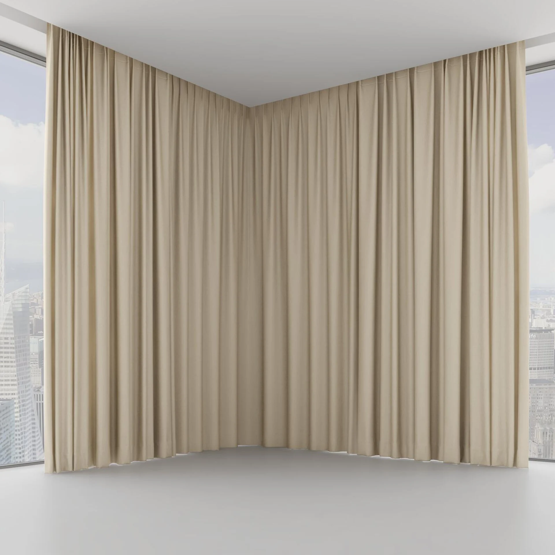 Front view of Eternal Linen, on hidden rail