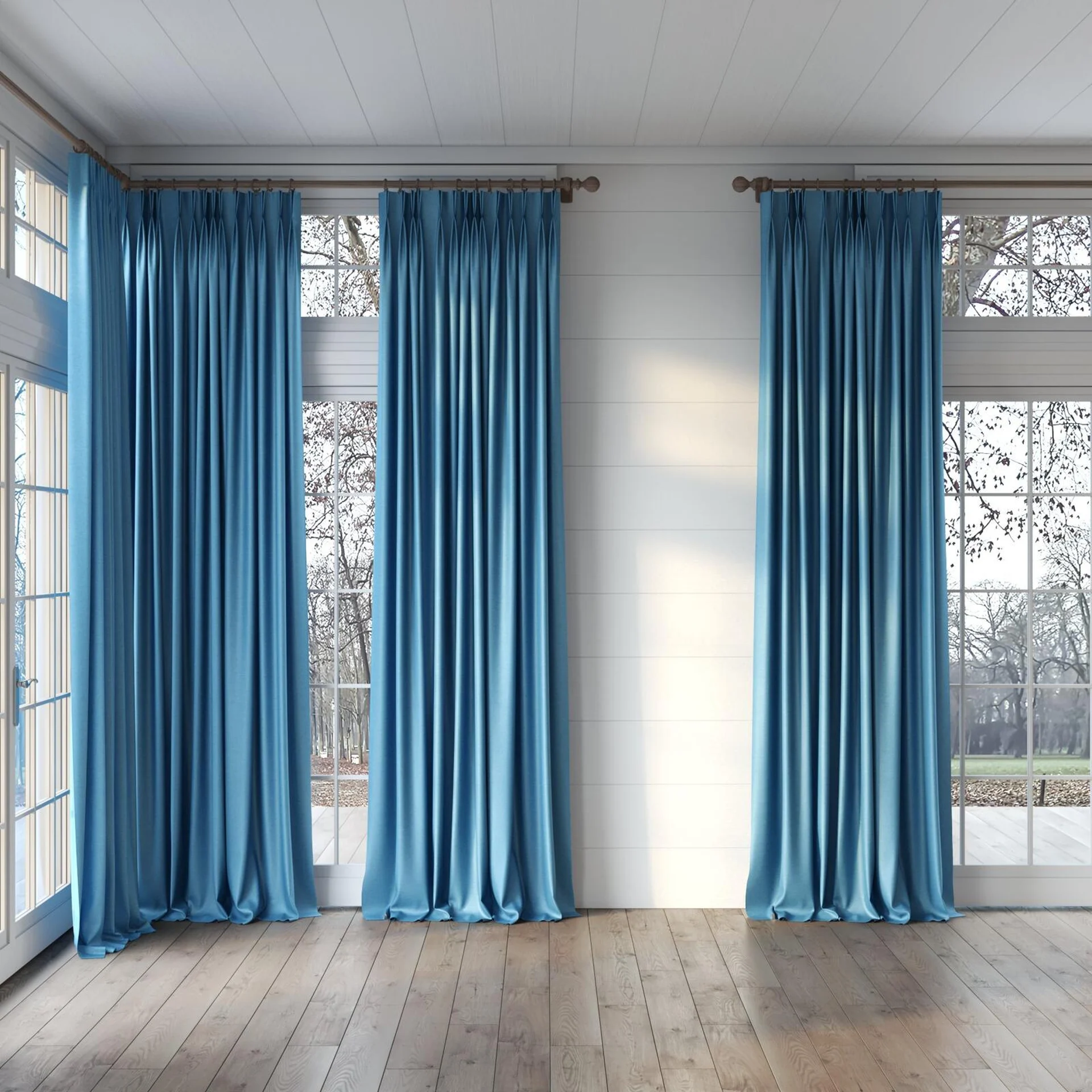 Full view of Provence Fountain, puddled, on curtain rod