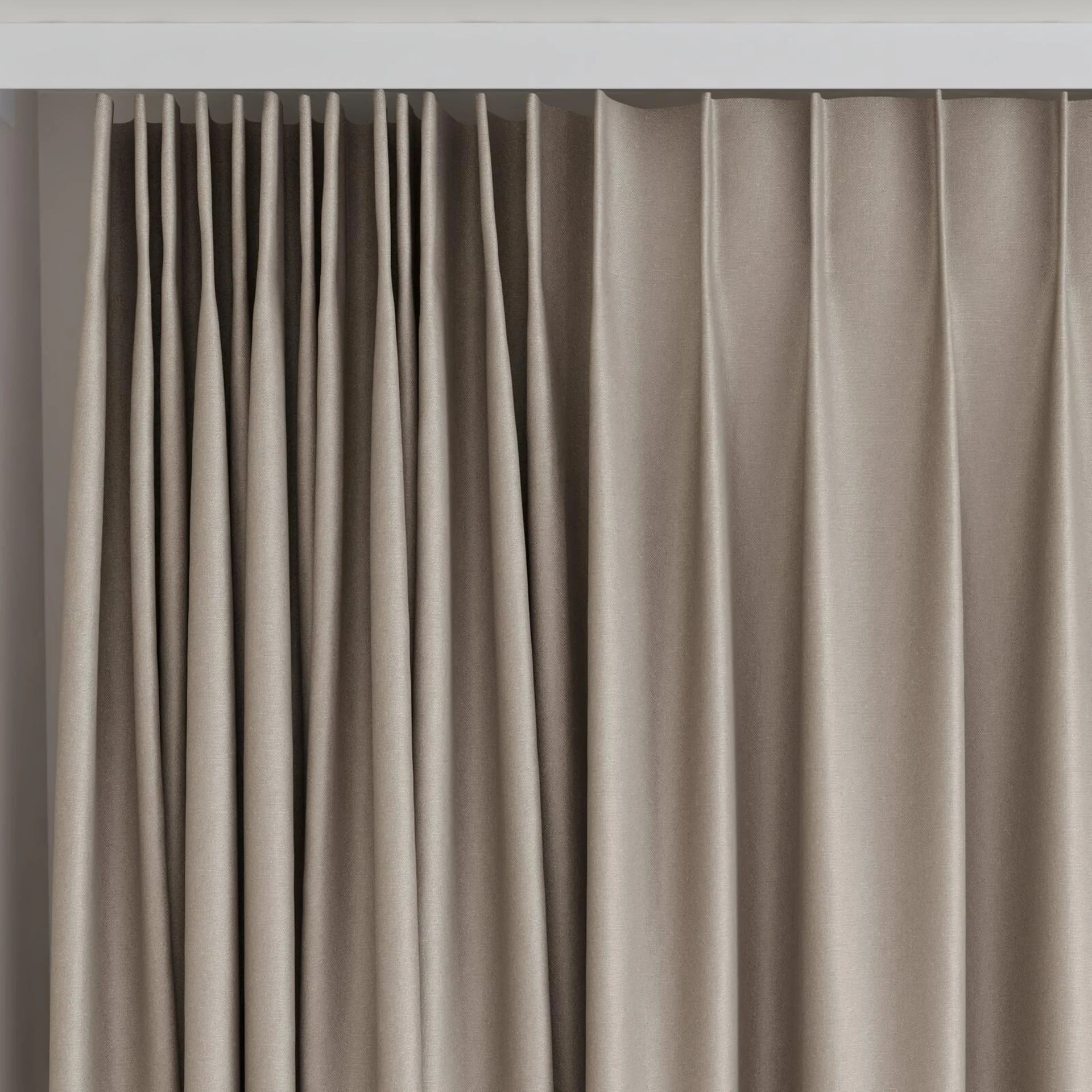 Top view of Heron Sepia, on curtain rail