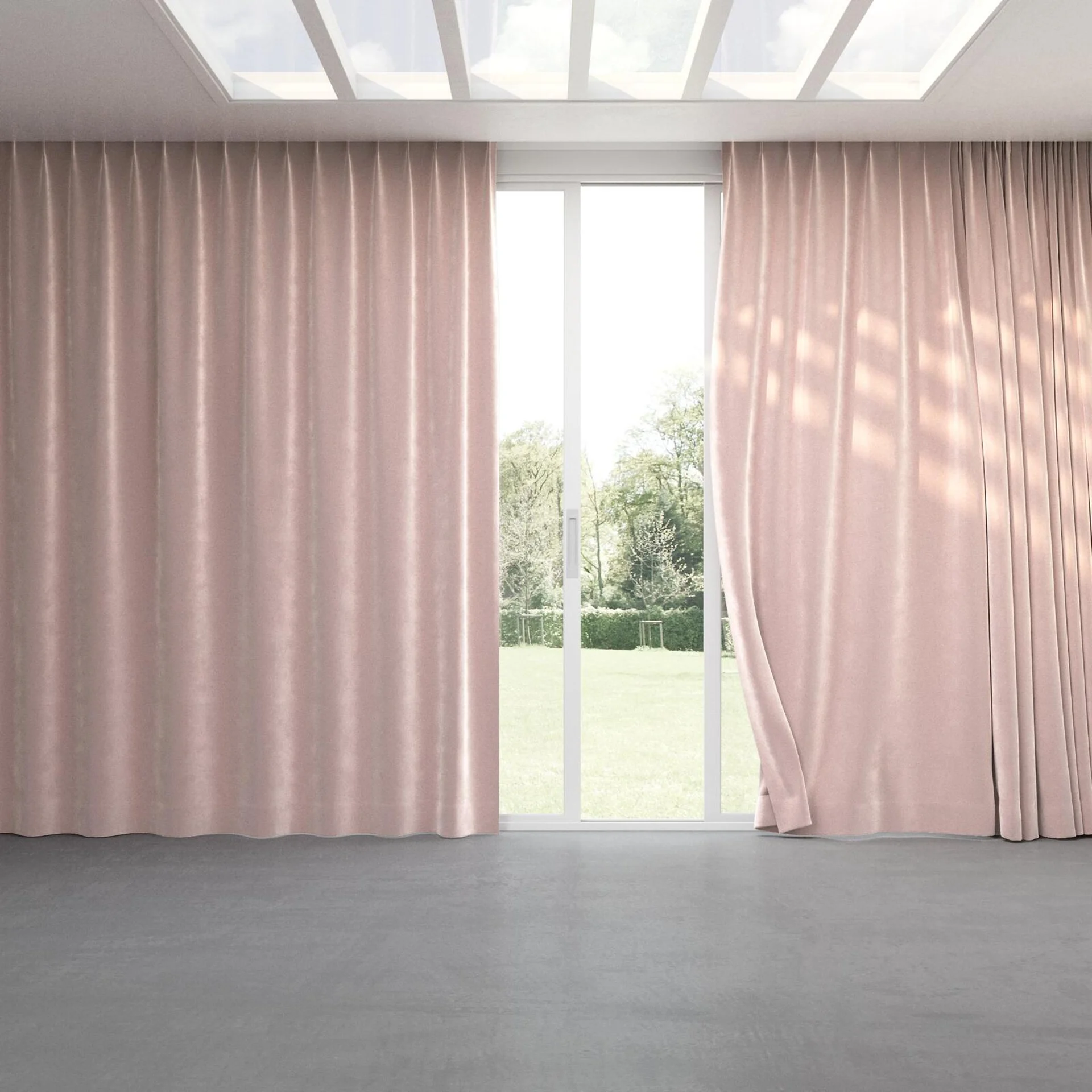 Full view of Velvelux Sweet, pinch pleat
