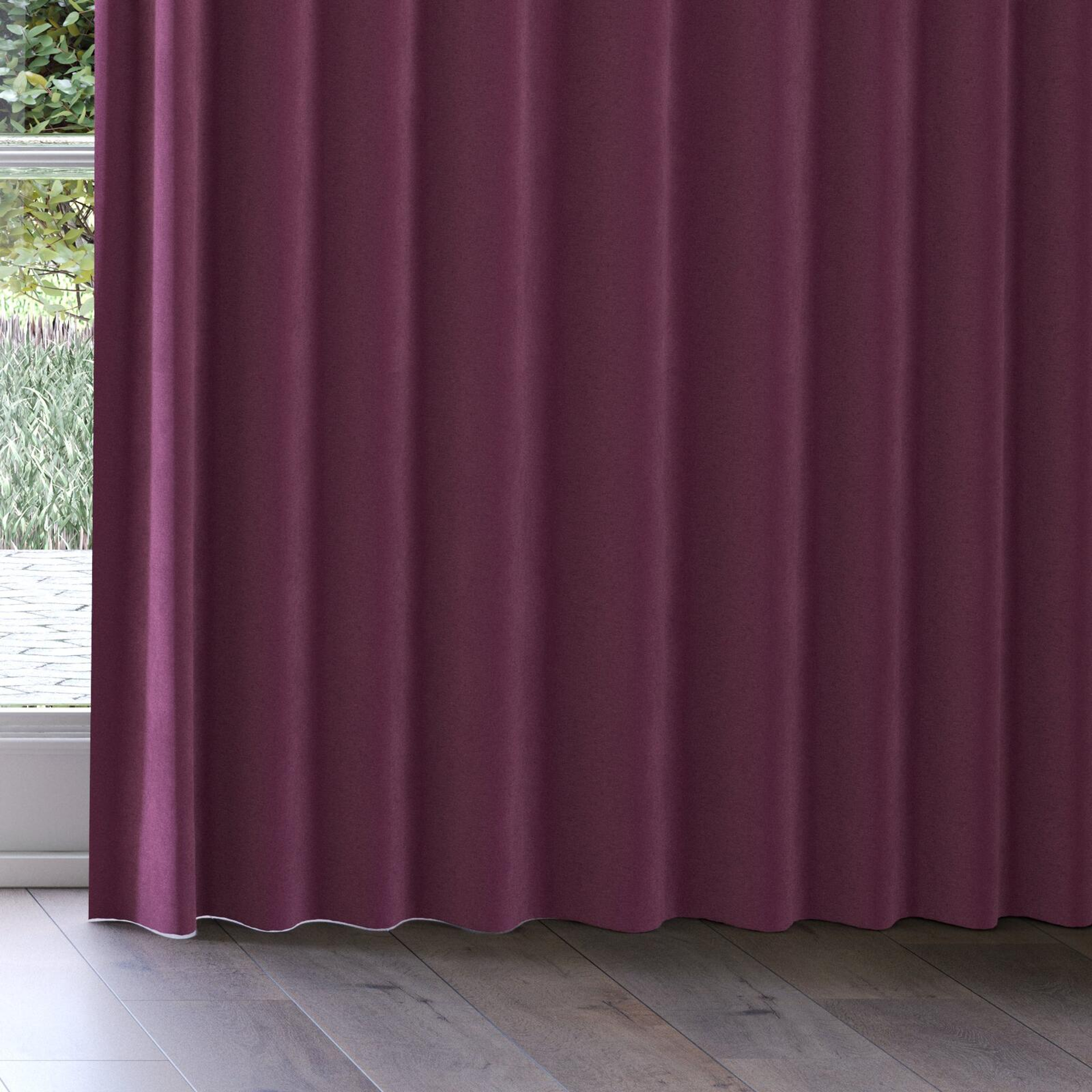 Bottom view of Moon Aubergine, on curtain rail