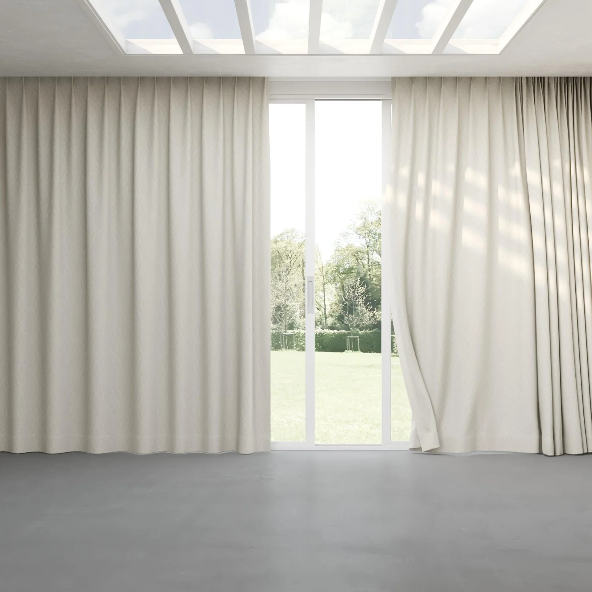 Full view of Modus Mist, pinch pleat