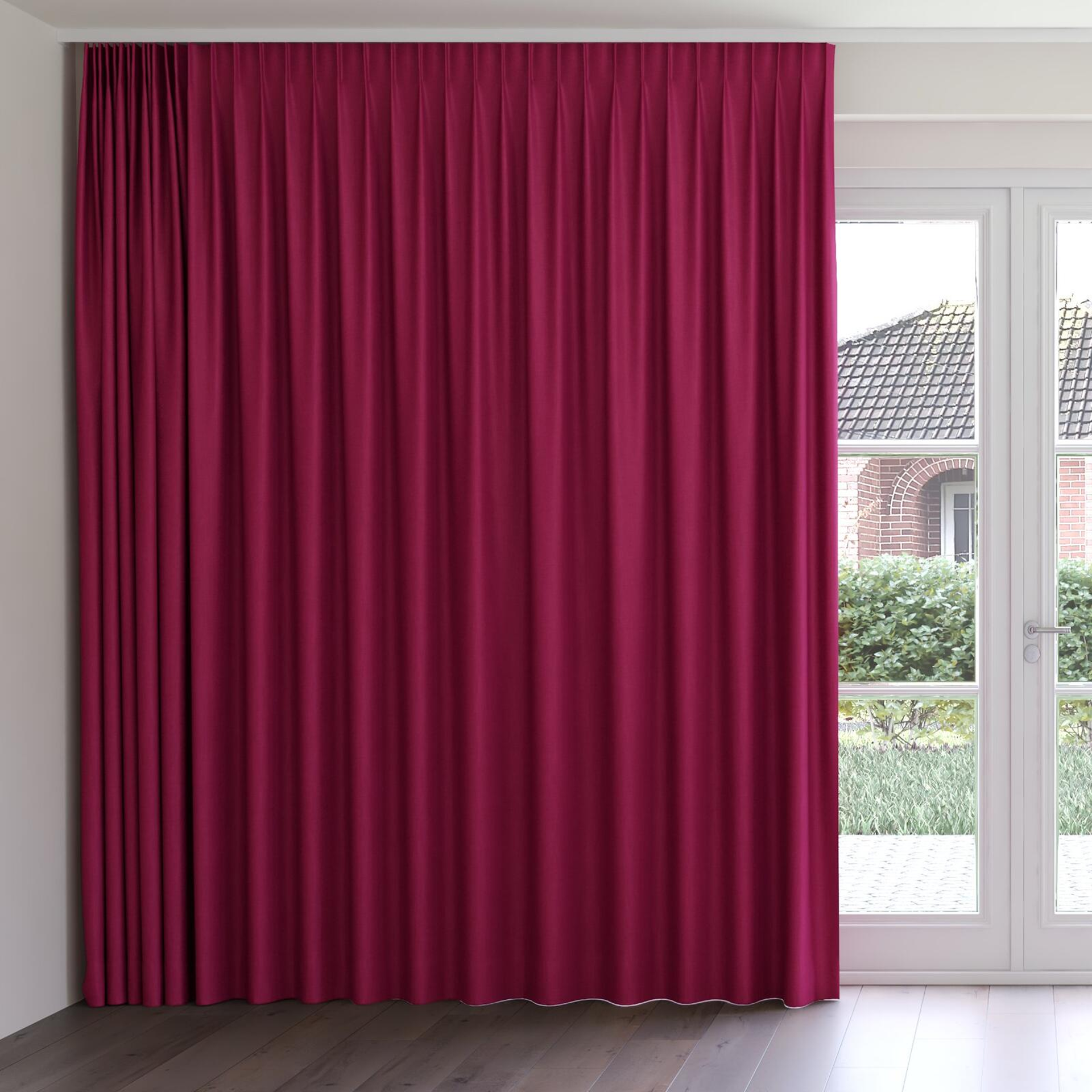 Front view of Cushy Peony, on curtain rail