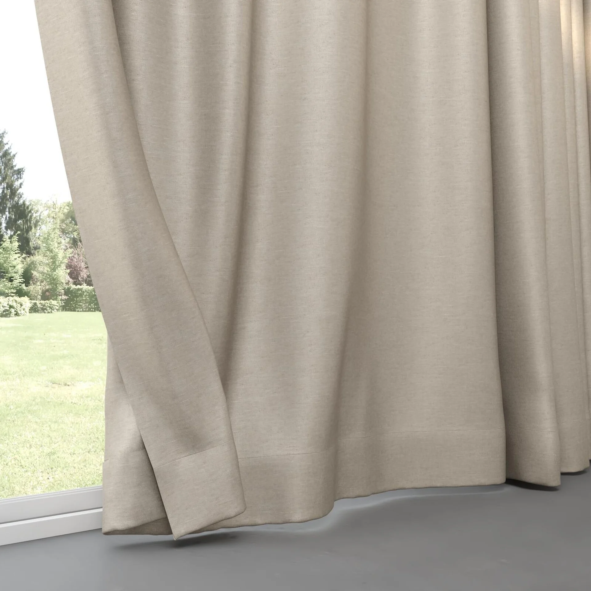 Bottom view of Provence Flax, pinch pleat