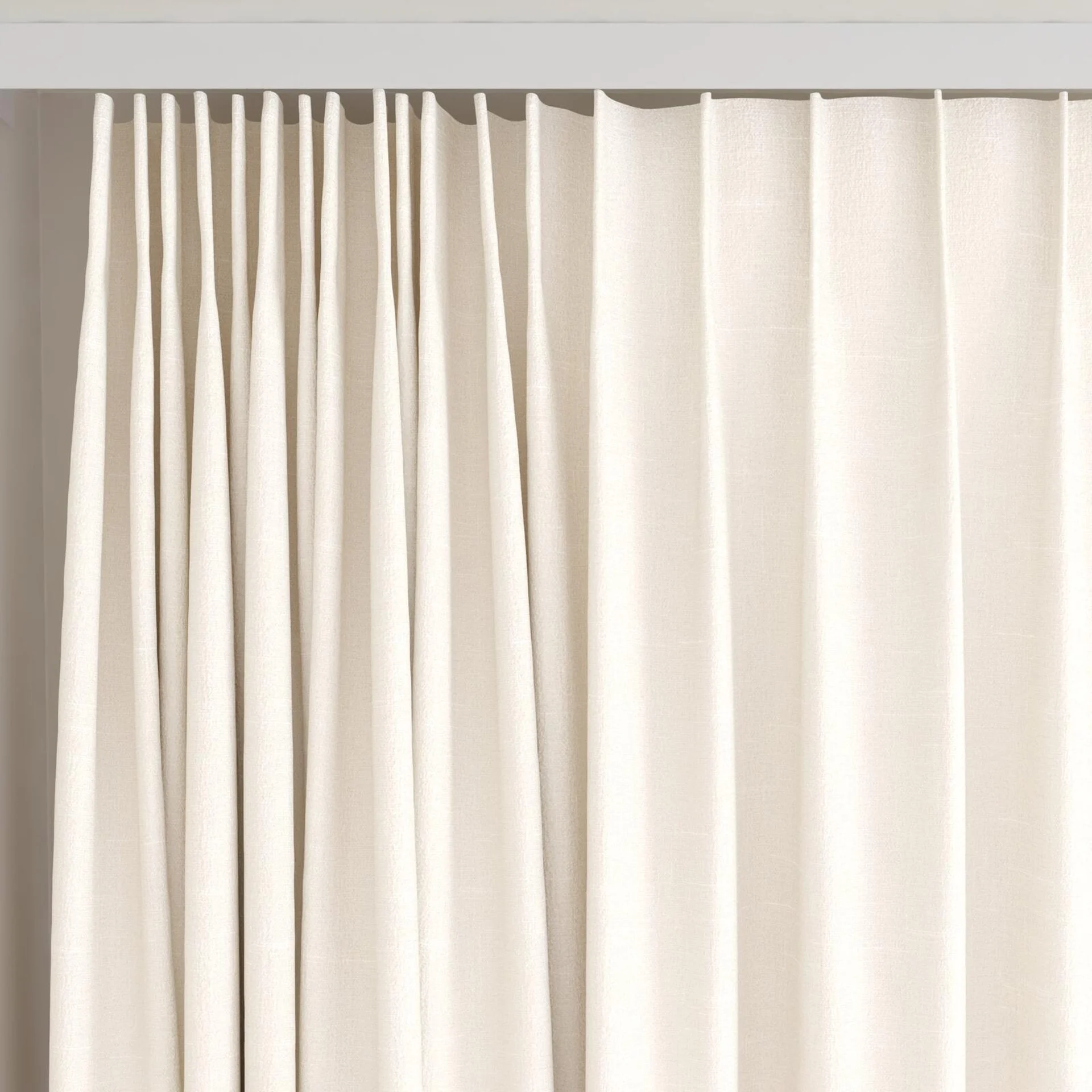 Top view of Cavalry Snow, on curtain rail