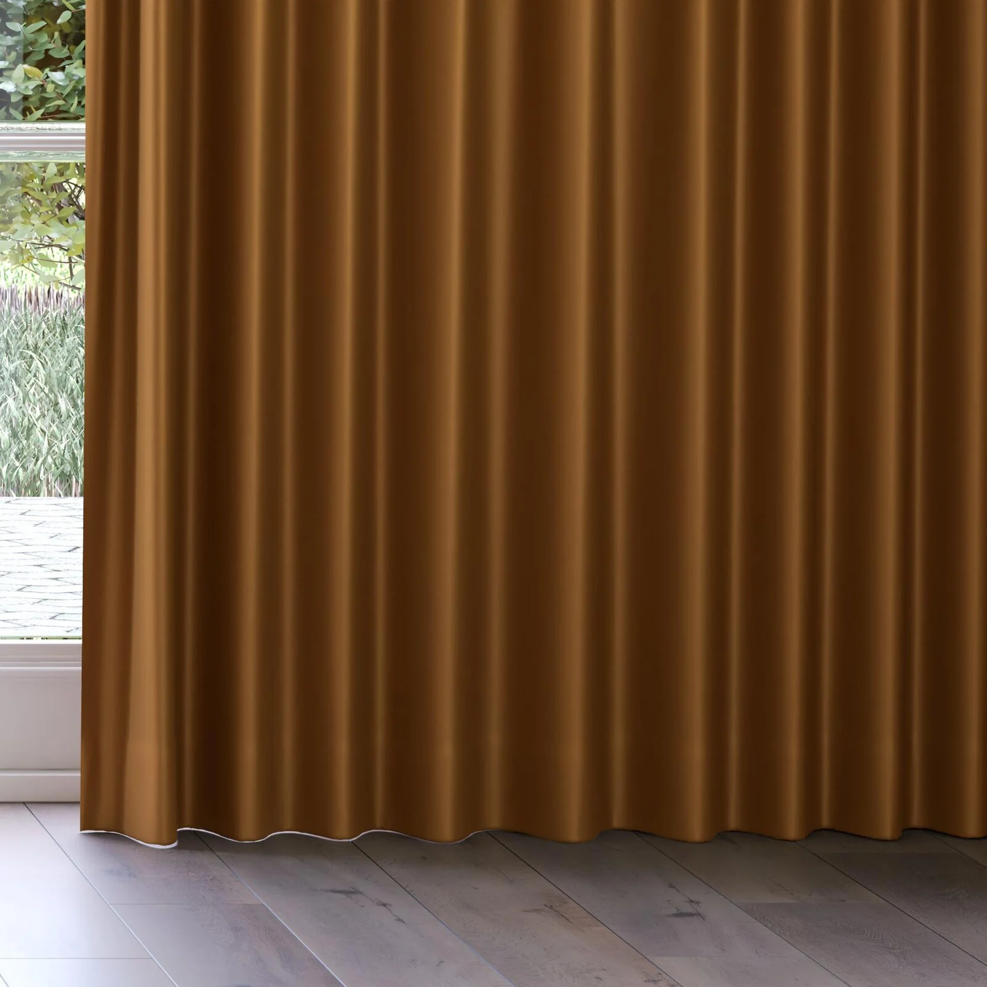 Bottom view of Sleek Cinnamon, on curtain rail