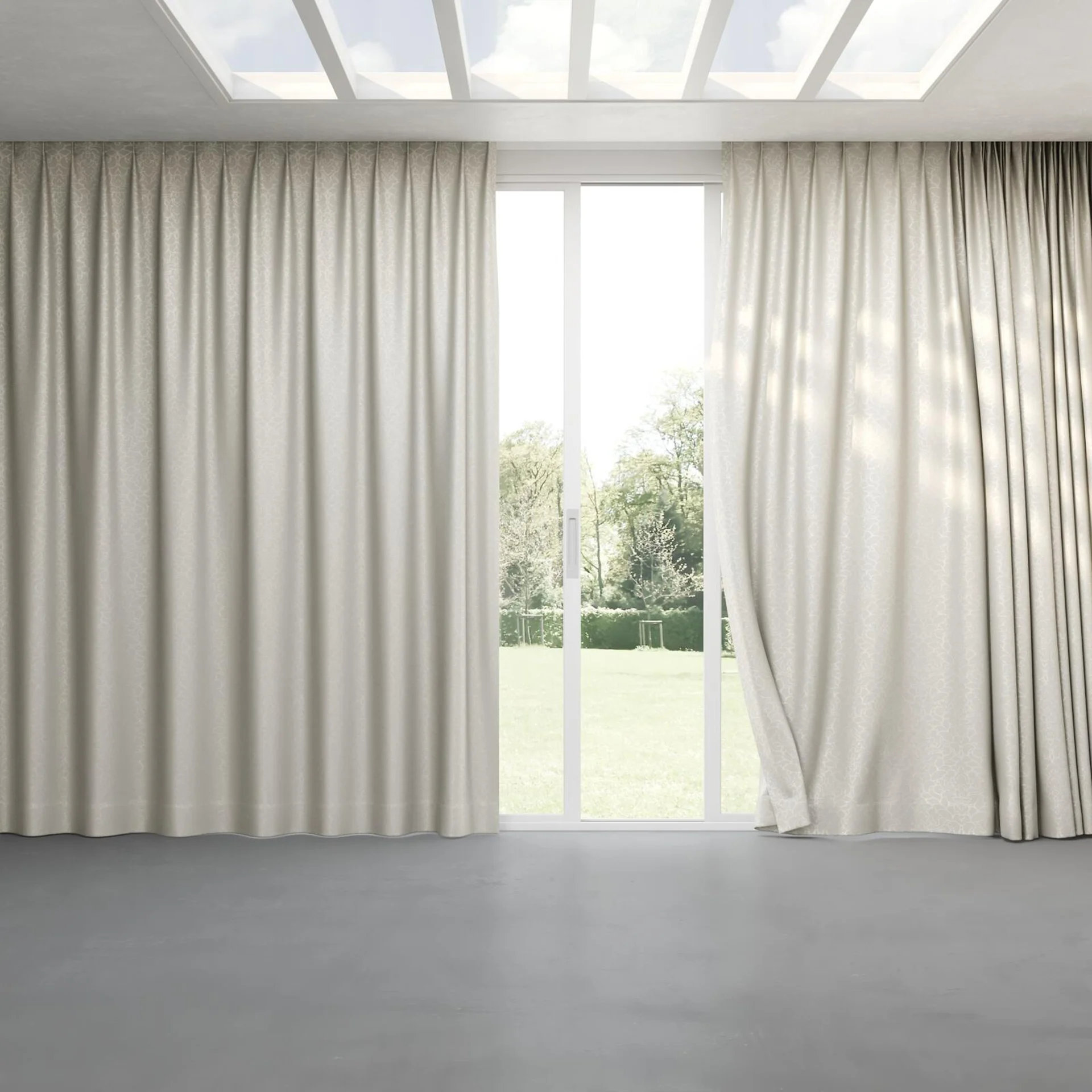 Full view of Opal Ivory, pinch pleat