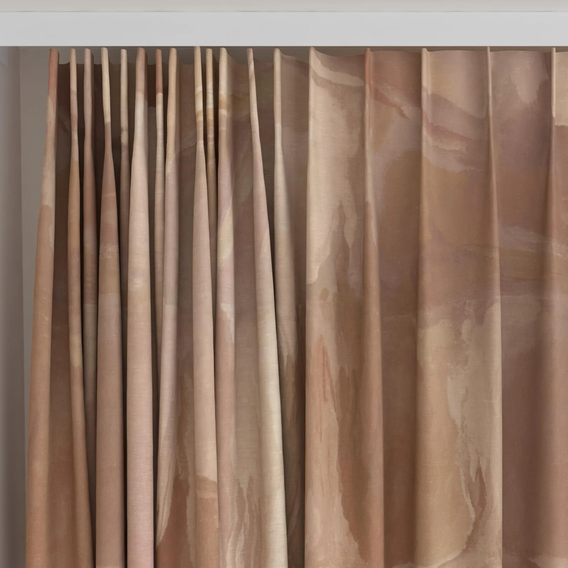 Top view of Colour Field Clay, on curtain rail