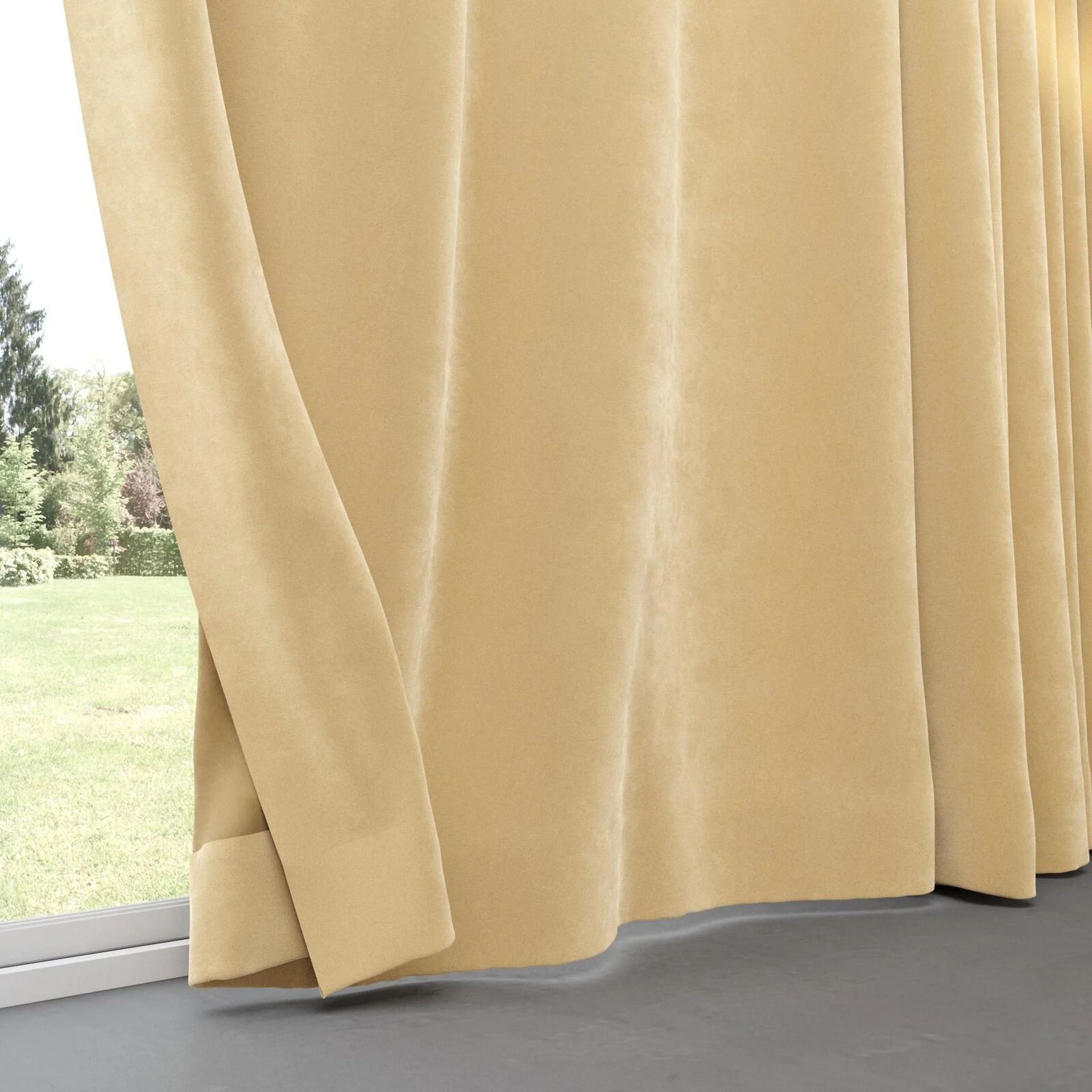 Bottom view of Lux Velvet Antelope 8406, pinch pleat