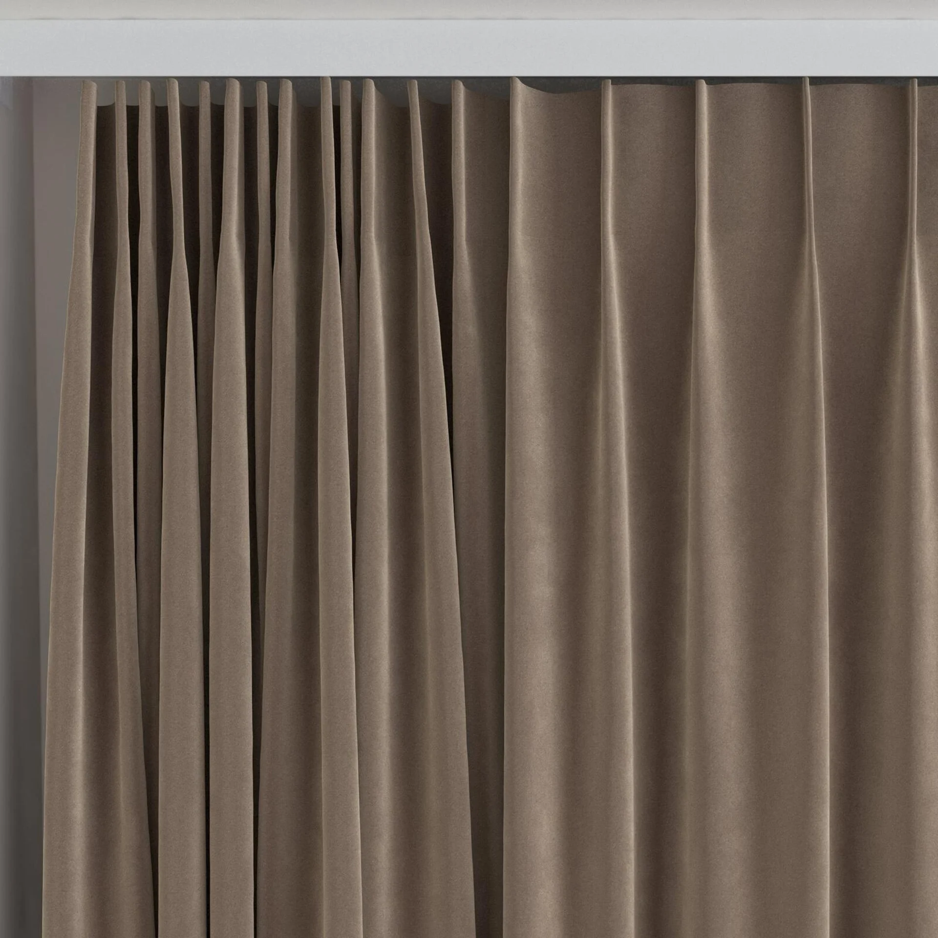 Top view of Vienna Mink, on curtain rail