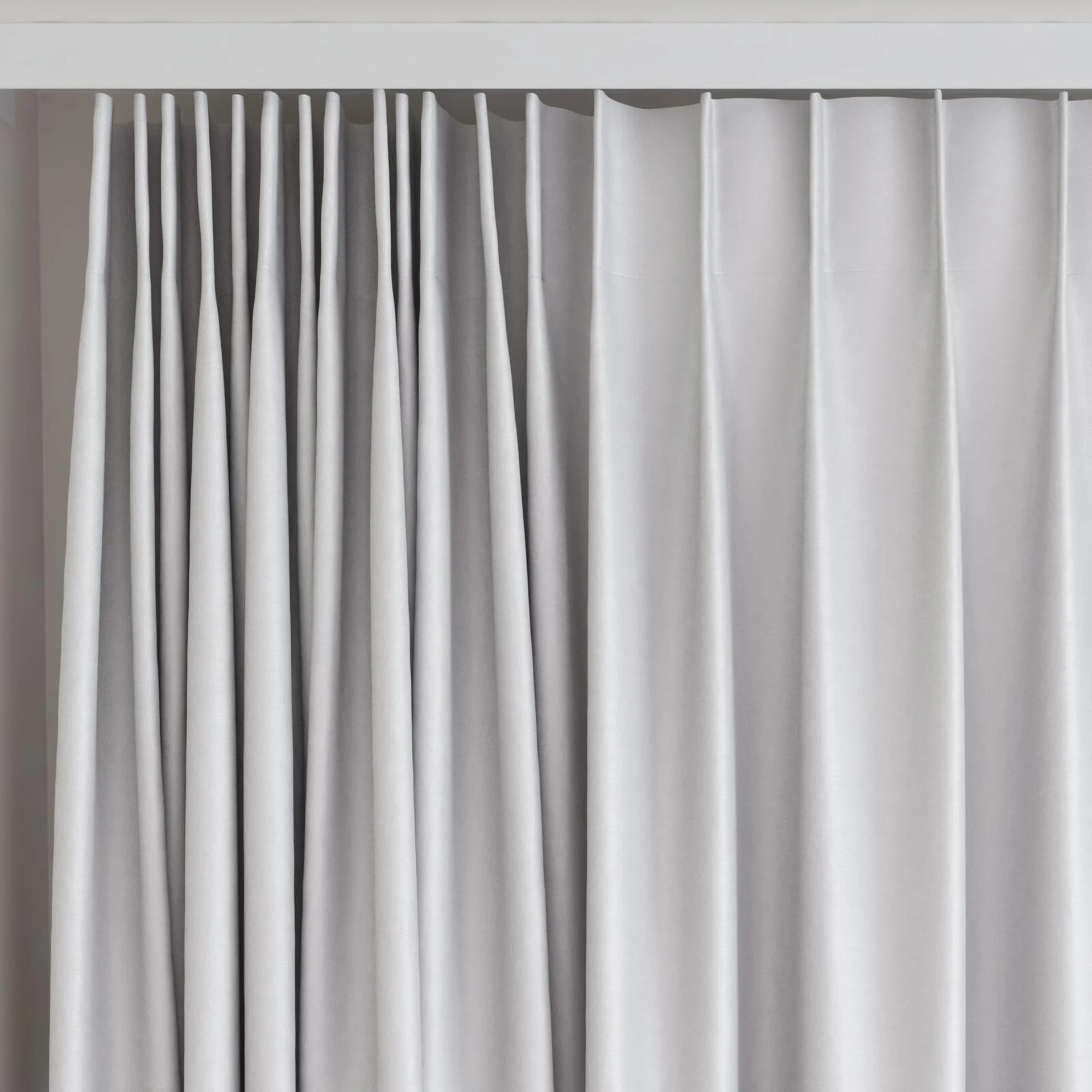 Top view of Linen Crystal, on curtain rail